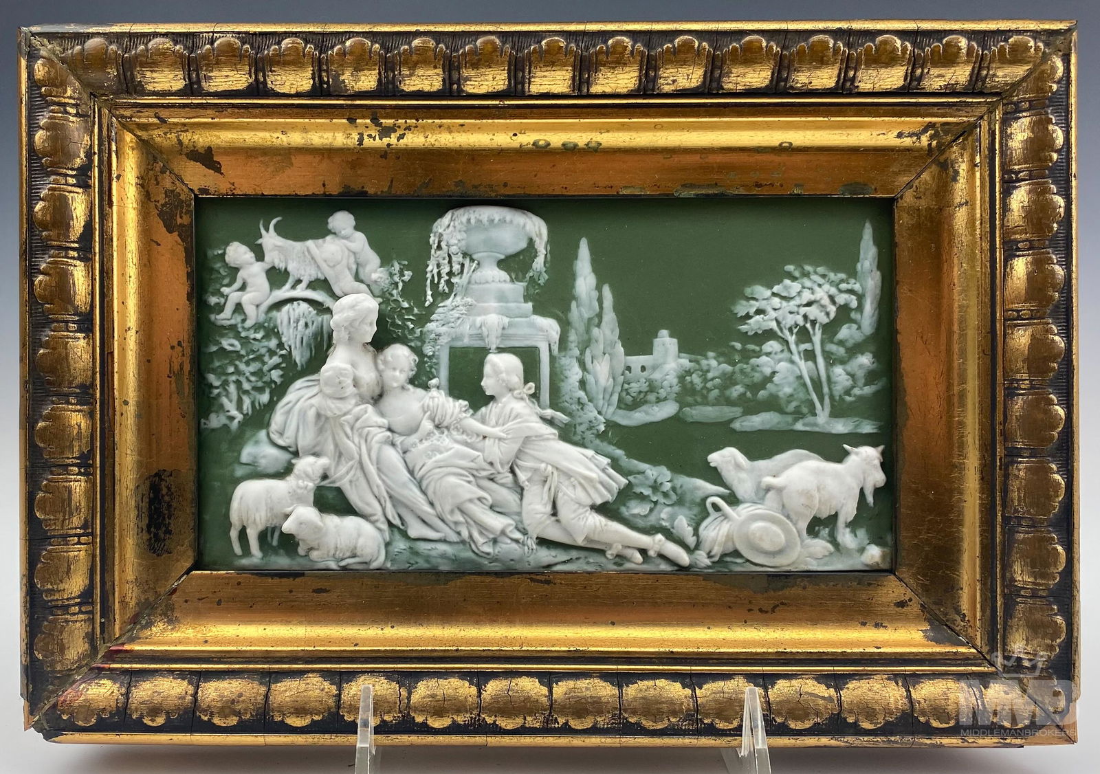 Goebel Hummel Cream on Green Jasperware Art Plaque (1 of 5)