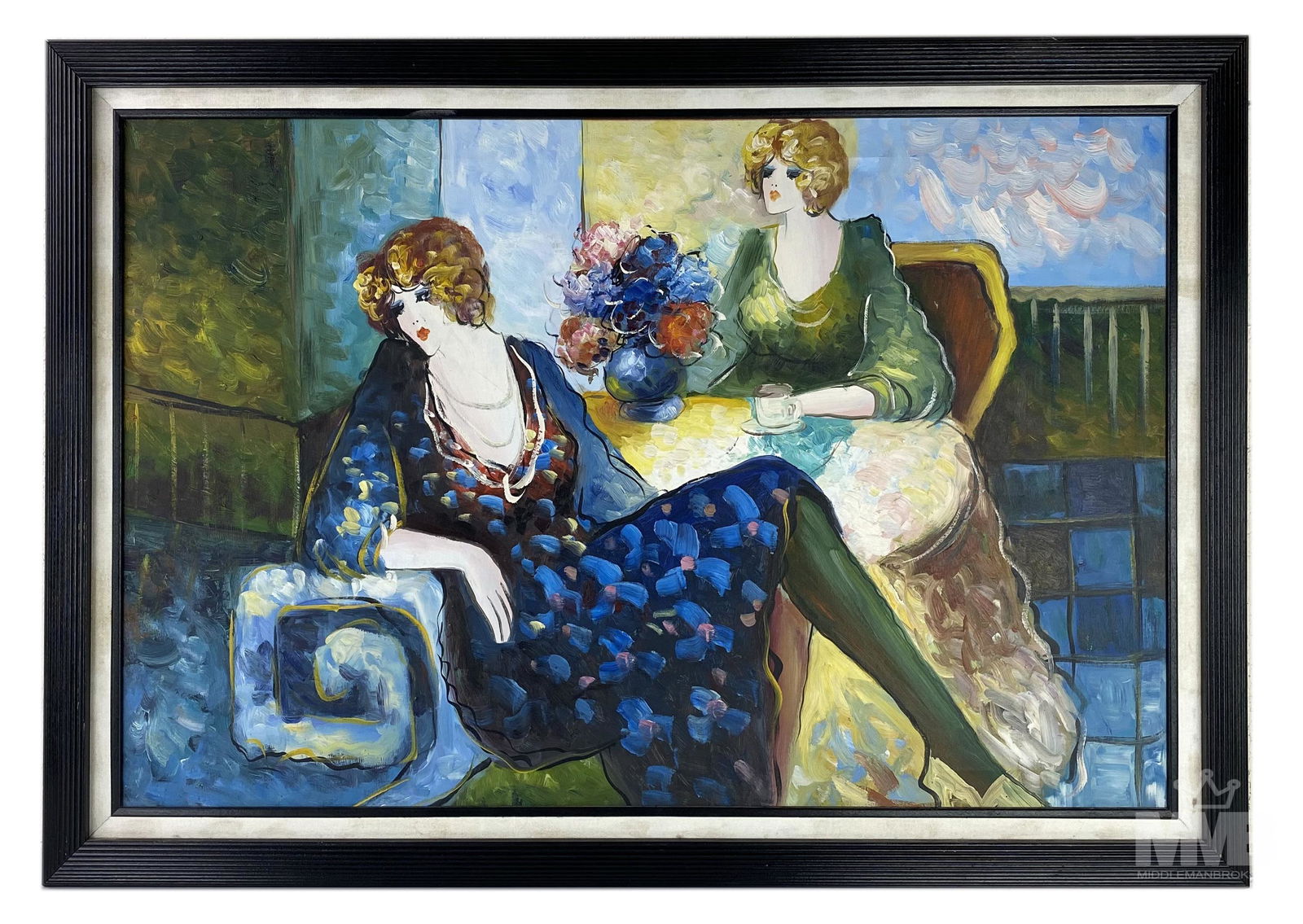 Private Chat Oil on Canvas Painting after Tarkay (1 of 5)