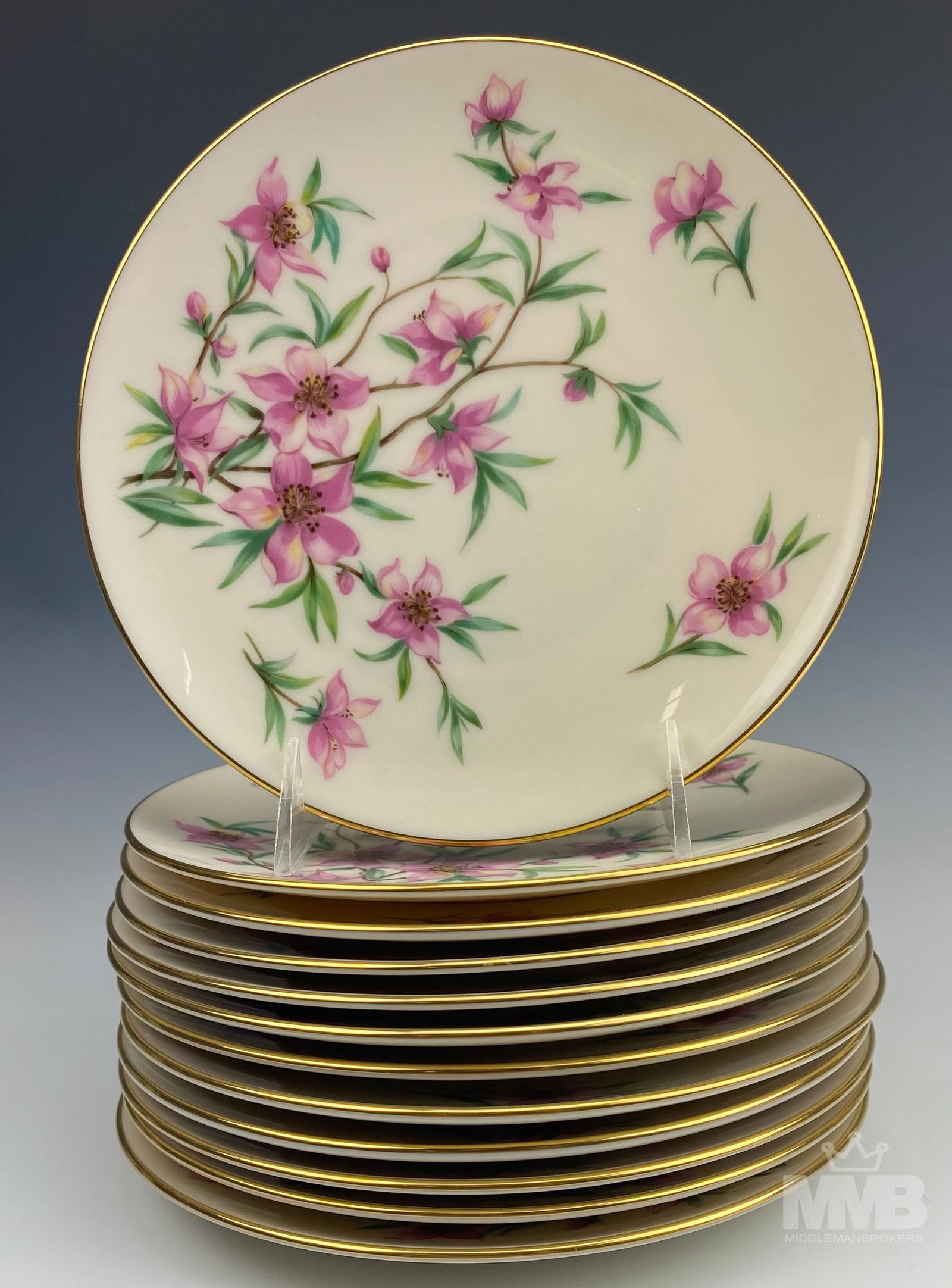 12 Lenox Fine Porcelain Peachtree Salad Plate Set (1 of 3)