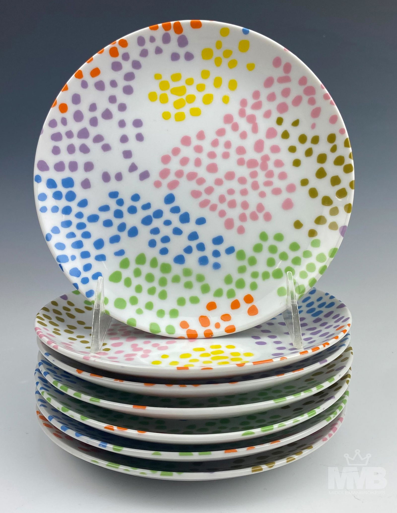 12 Fitz & Floyd Confetti Porcelain Bread Plate Set (1 of 3)