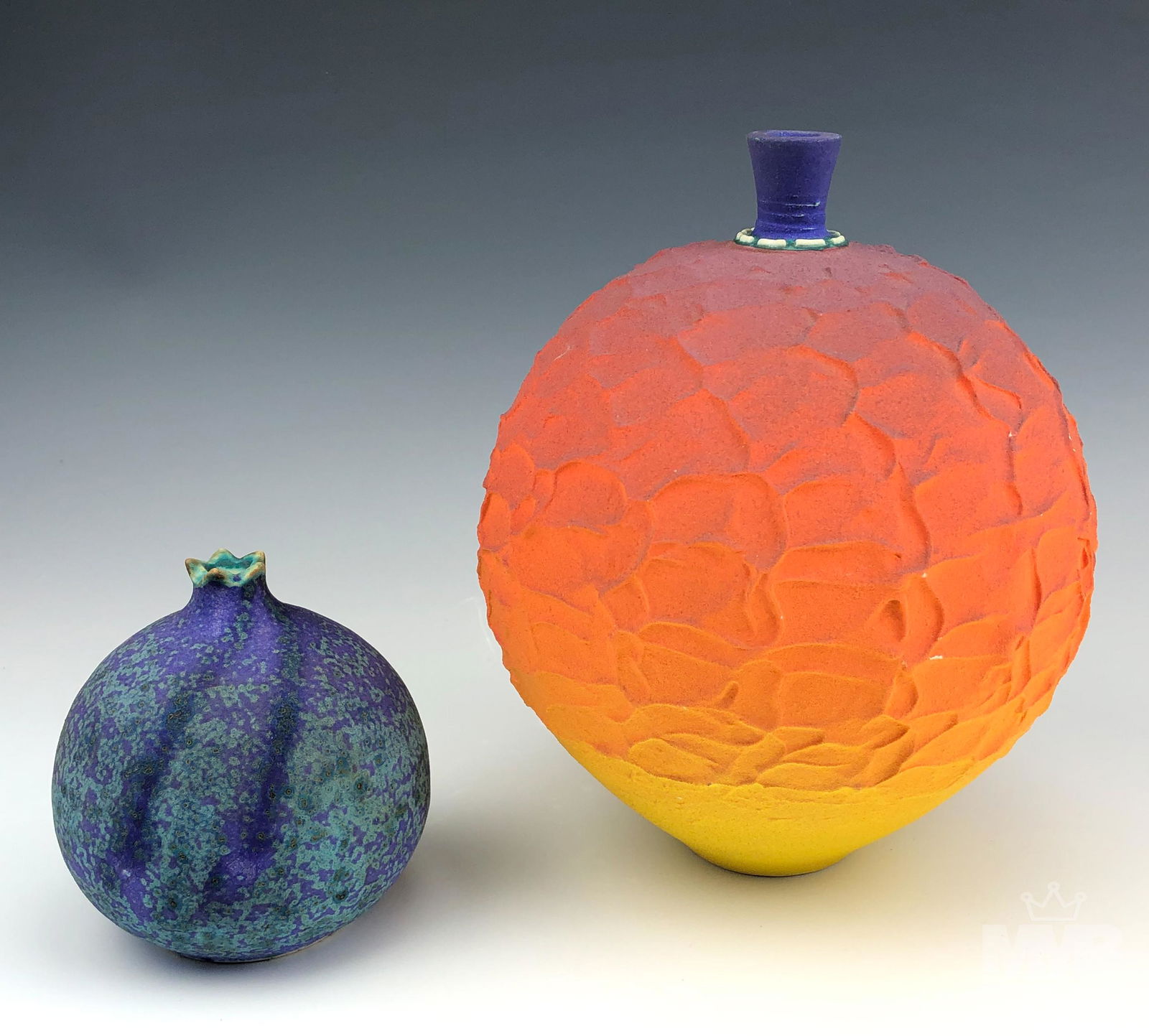 LOT 2 Mystery Artist Studio Art Pottery Ball Vases (1 of 10)
