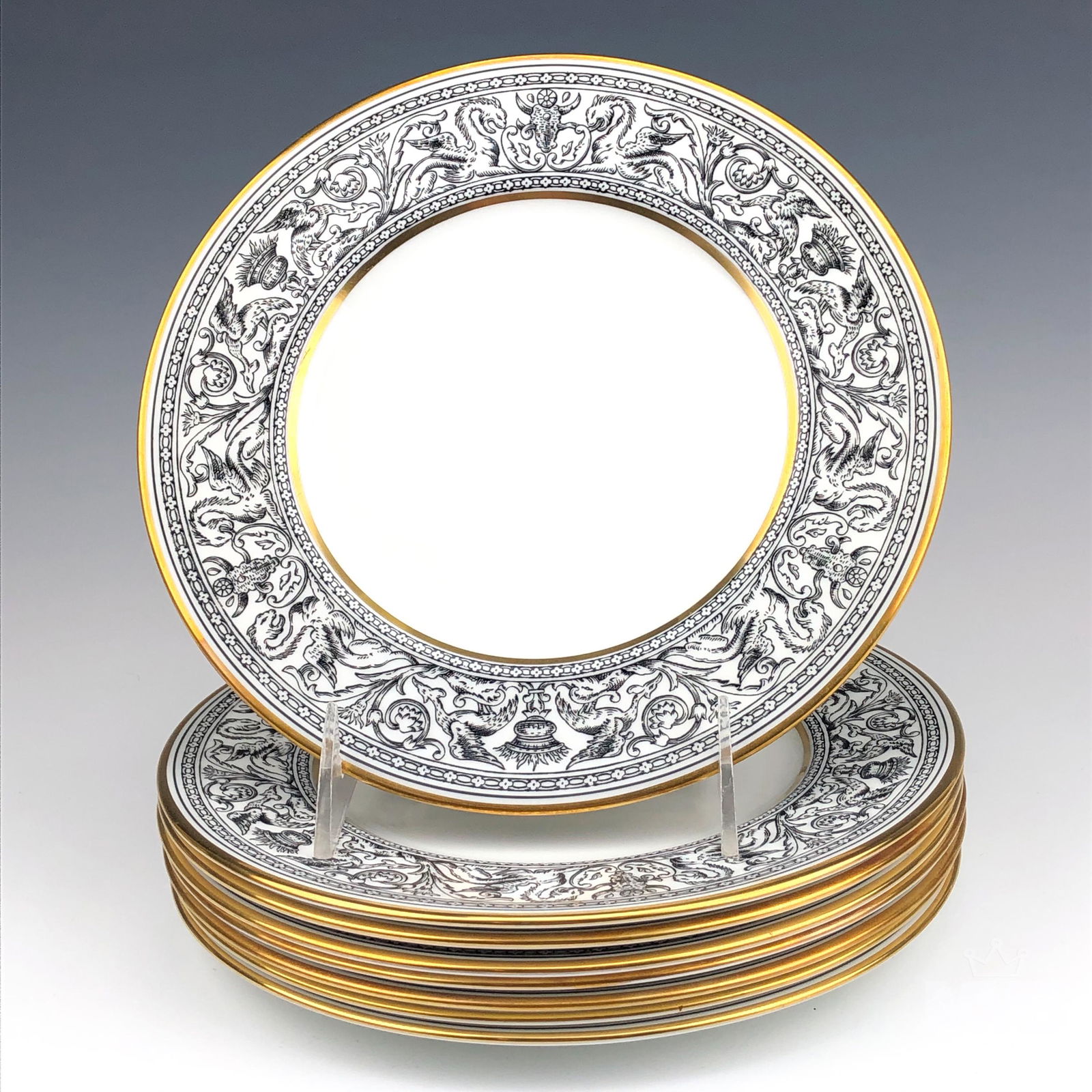 8 Wedgwood Florentine Black Dragon Salad Plates (1 of 5)