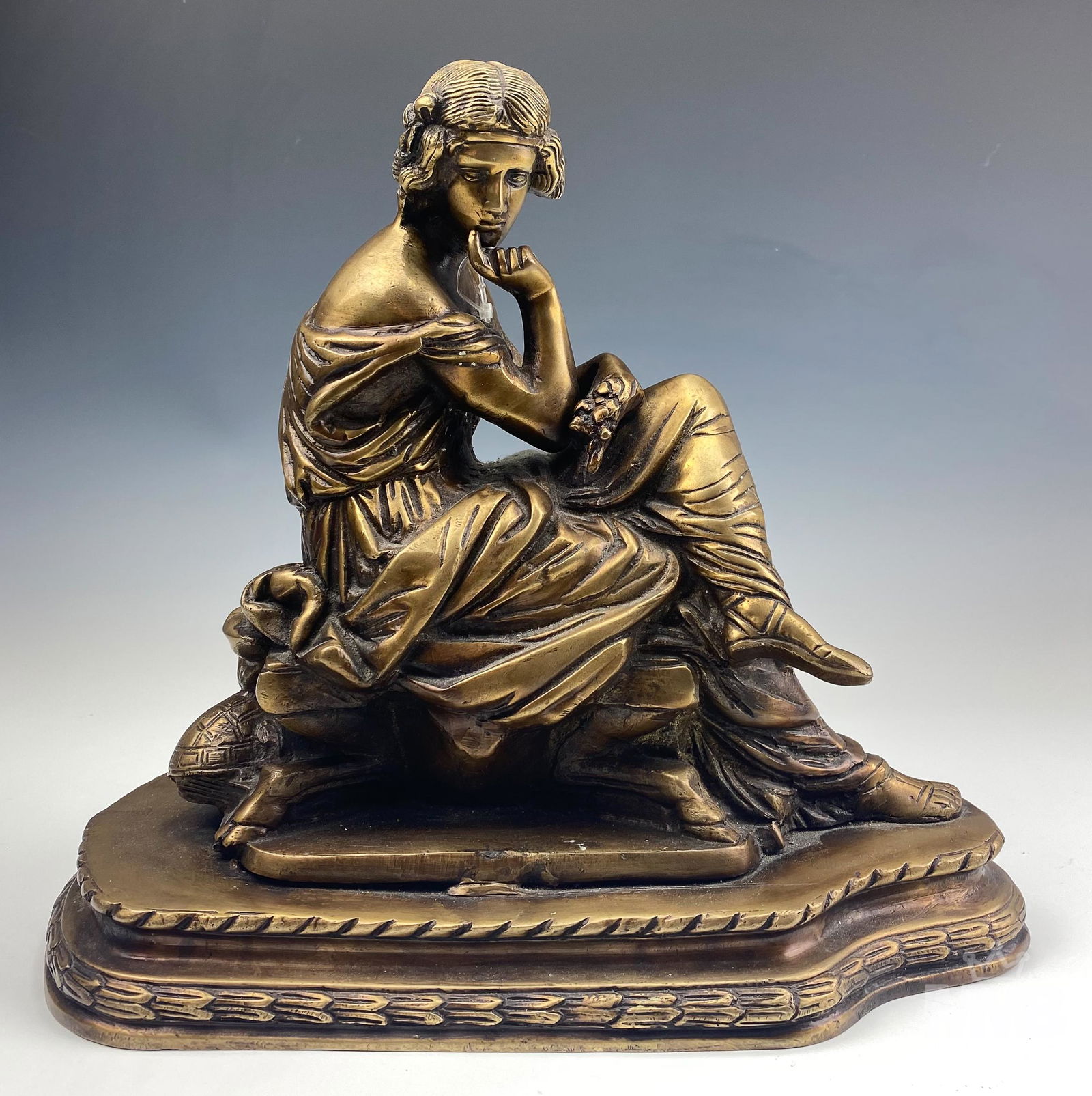 Art Nouveau Seated Female Gilt Bronze Sculpture (1 of 5)
