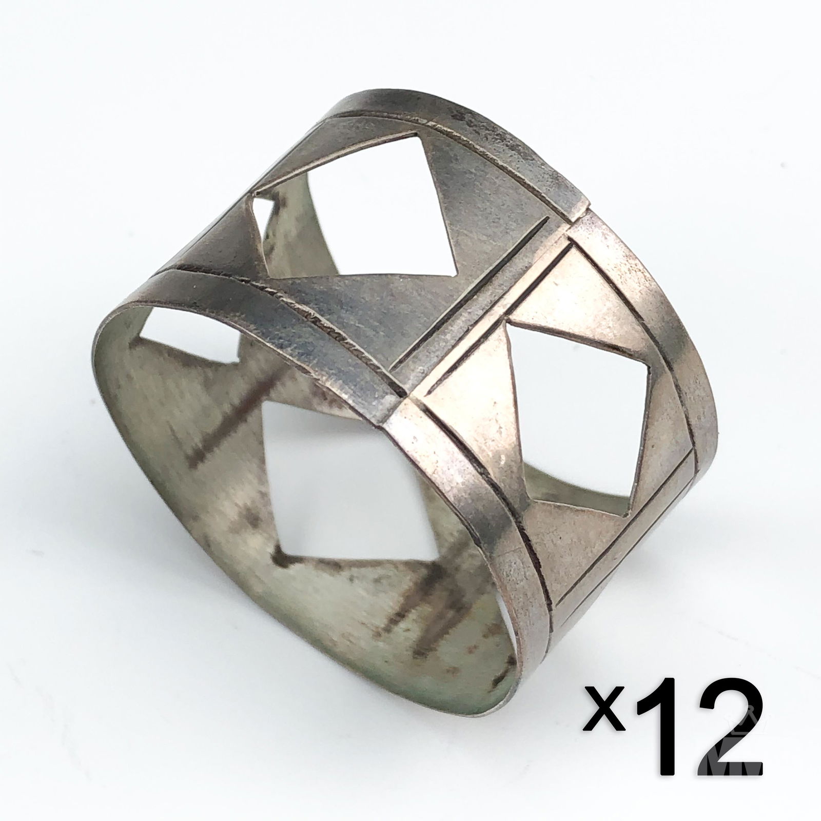 Taxco Signed Sterling Silver 12 Pc Napkin Rings (1 of 4)
