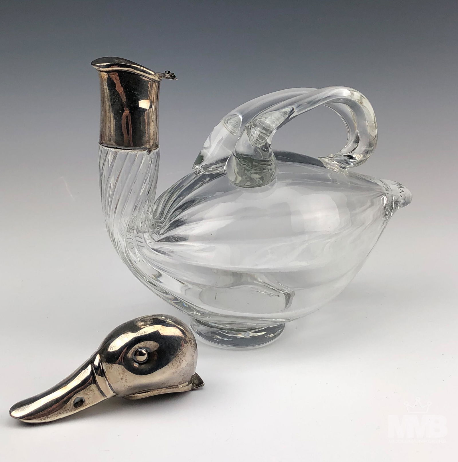 Uri Bloch 950 Silver Bird Duck Claret Jug Decanter (1 of 5)