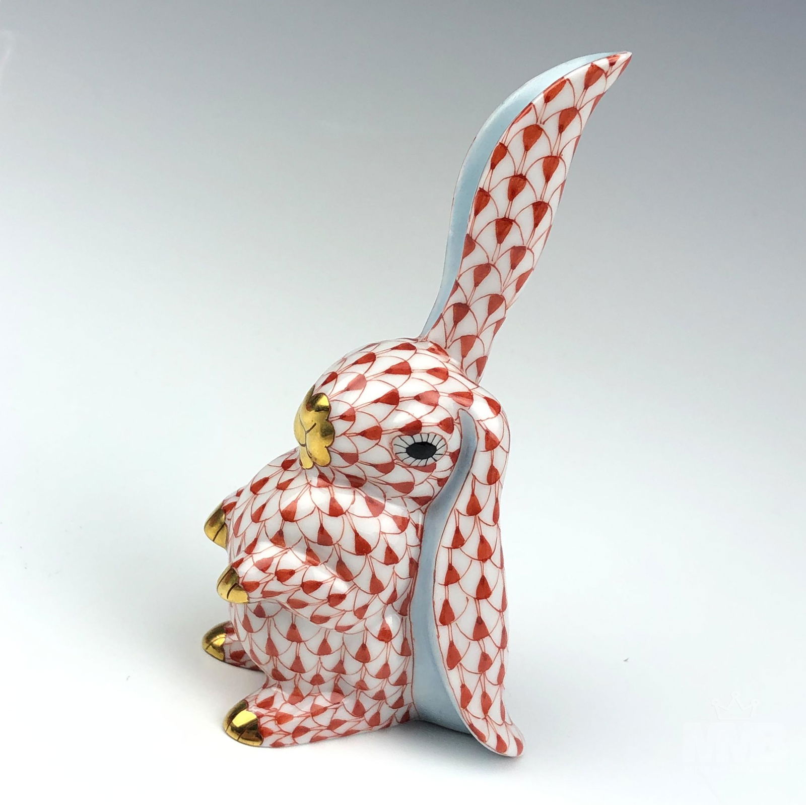 Herend Red Fishnet Porcelain Bunny Rabbit Figurine (1 of 4)