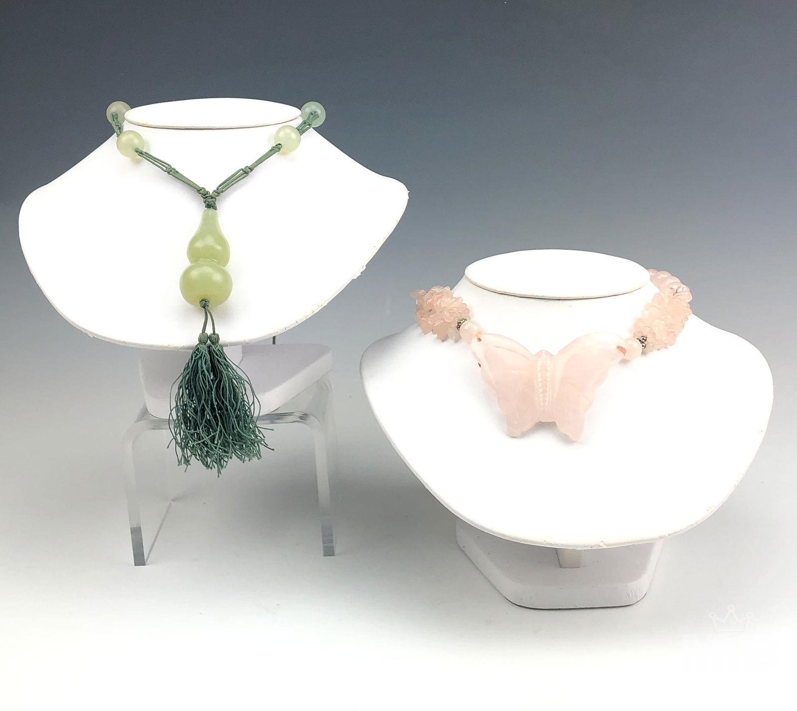 Chinese Quartz Butterfly and Jade Gourd Necklace (1 of 9)