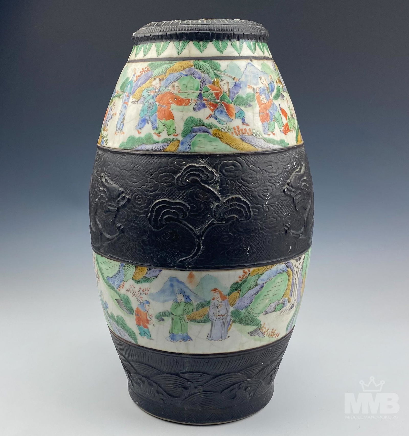 Chinese Export Ceramic Enamel Floral Garden Vase (1 of 10)