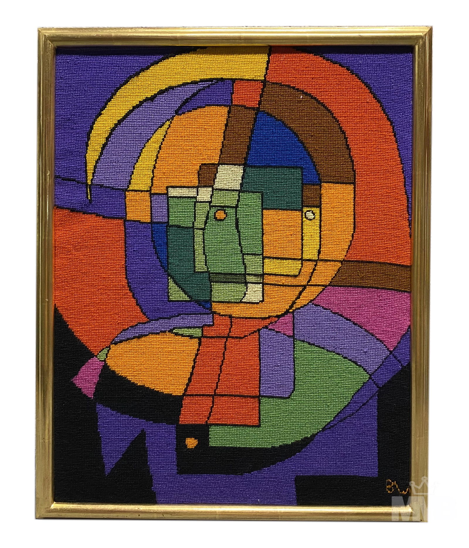 Modern Abstract Cubist 26" Figural Art Needlepoint (1 of 6)