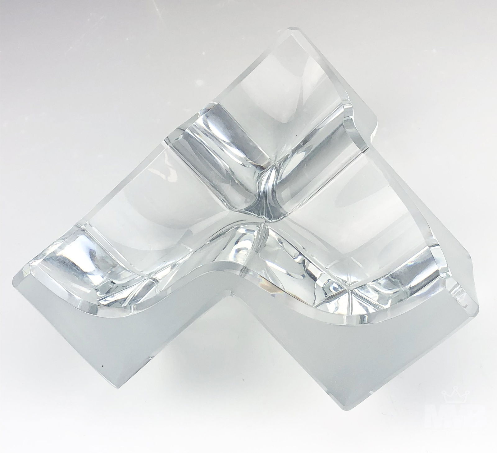 Daum France Geometric Crystal Ashtray Sculpture (1 of 4)