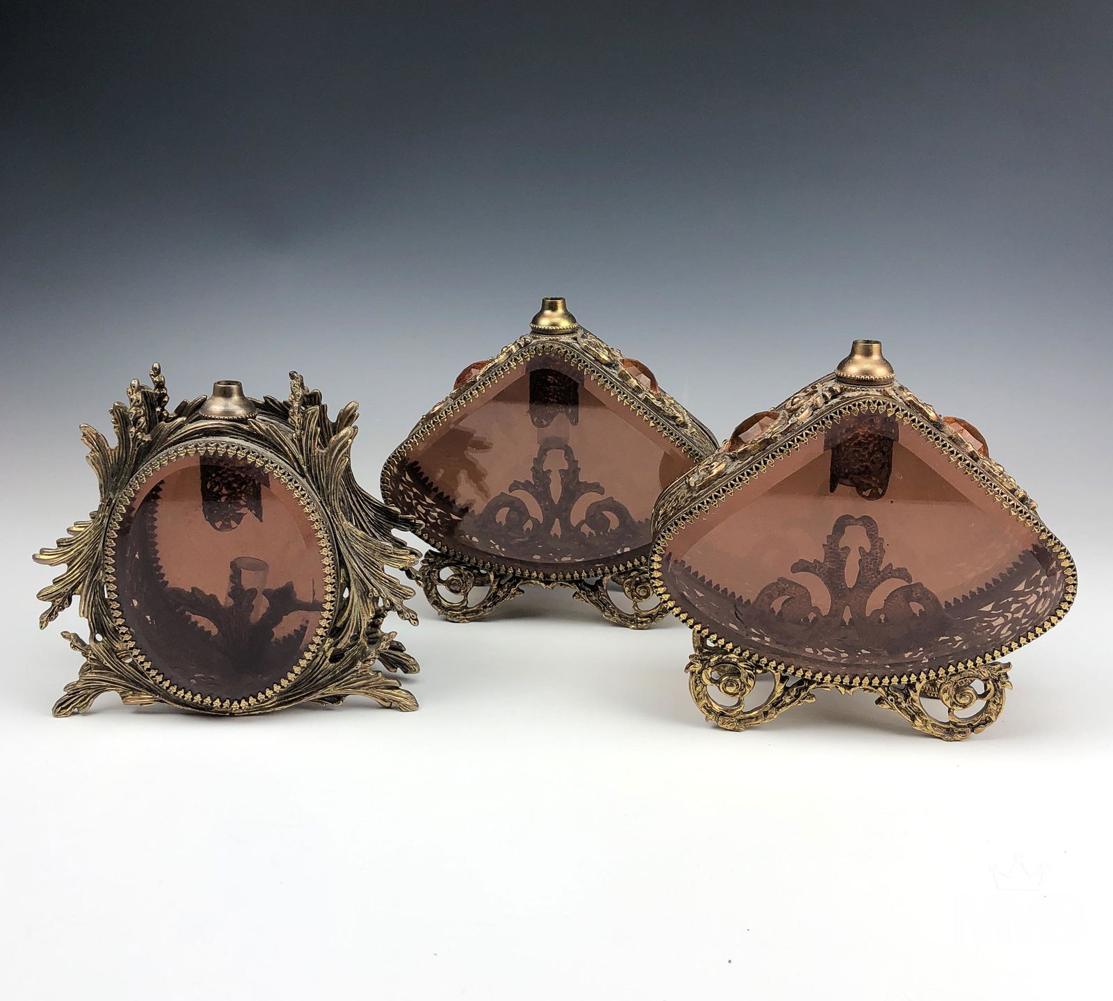 Art Nouveau Filigree Ormolu Perfume Bottles LOT (1 of 6)