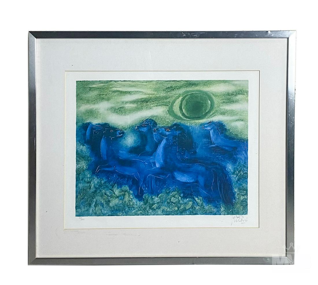 Reuven Robin (1893-1974) Blue Horses Lithograph (1 of 5)