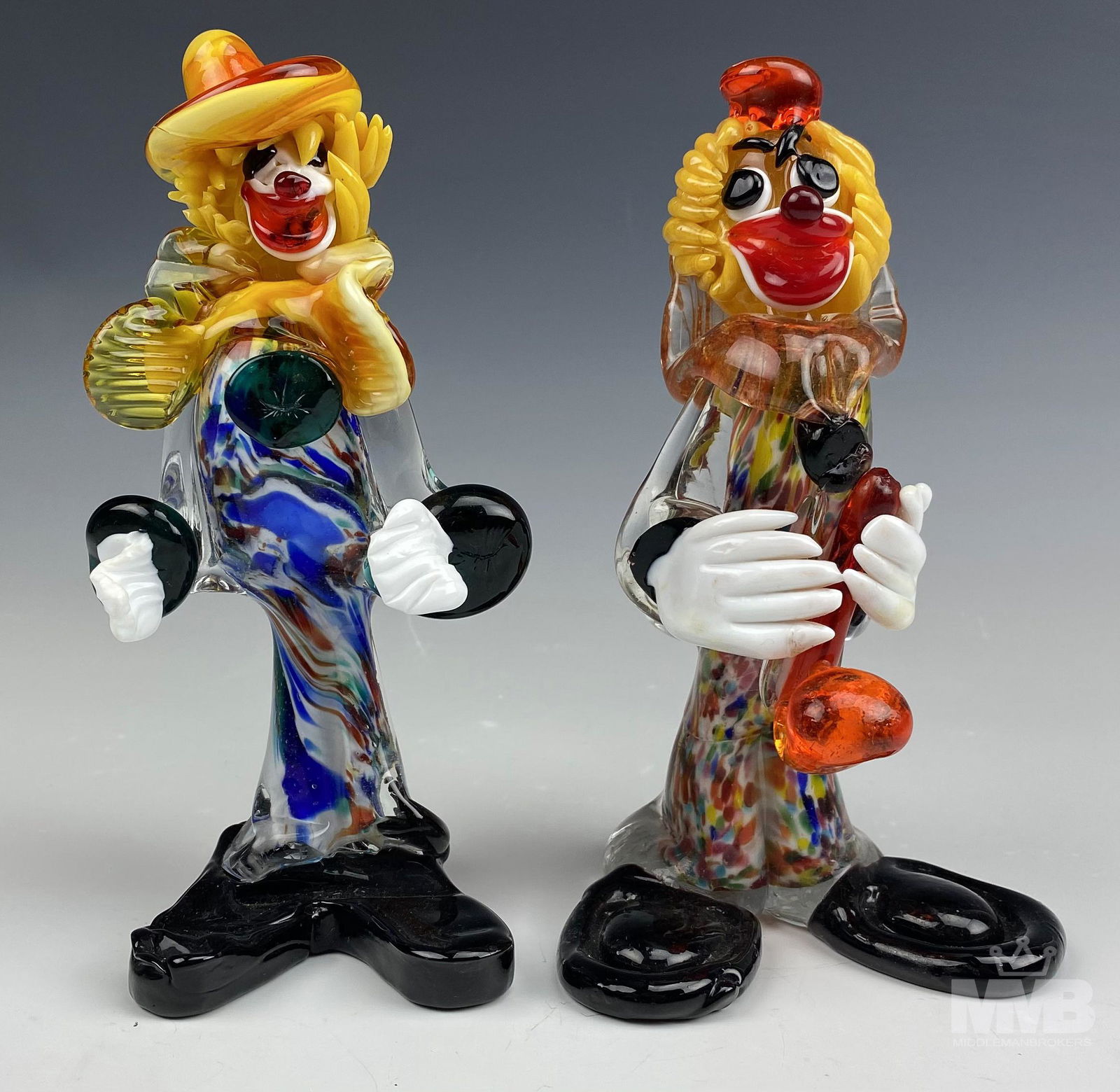 Pair of Murano Venetian Art Glass Clown Figurines (1 of 8)