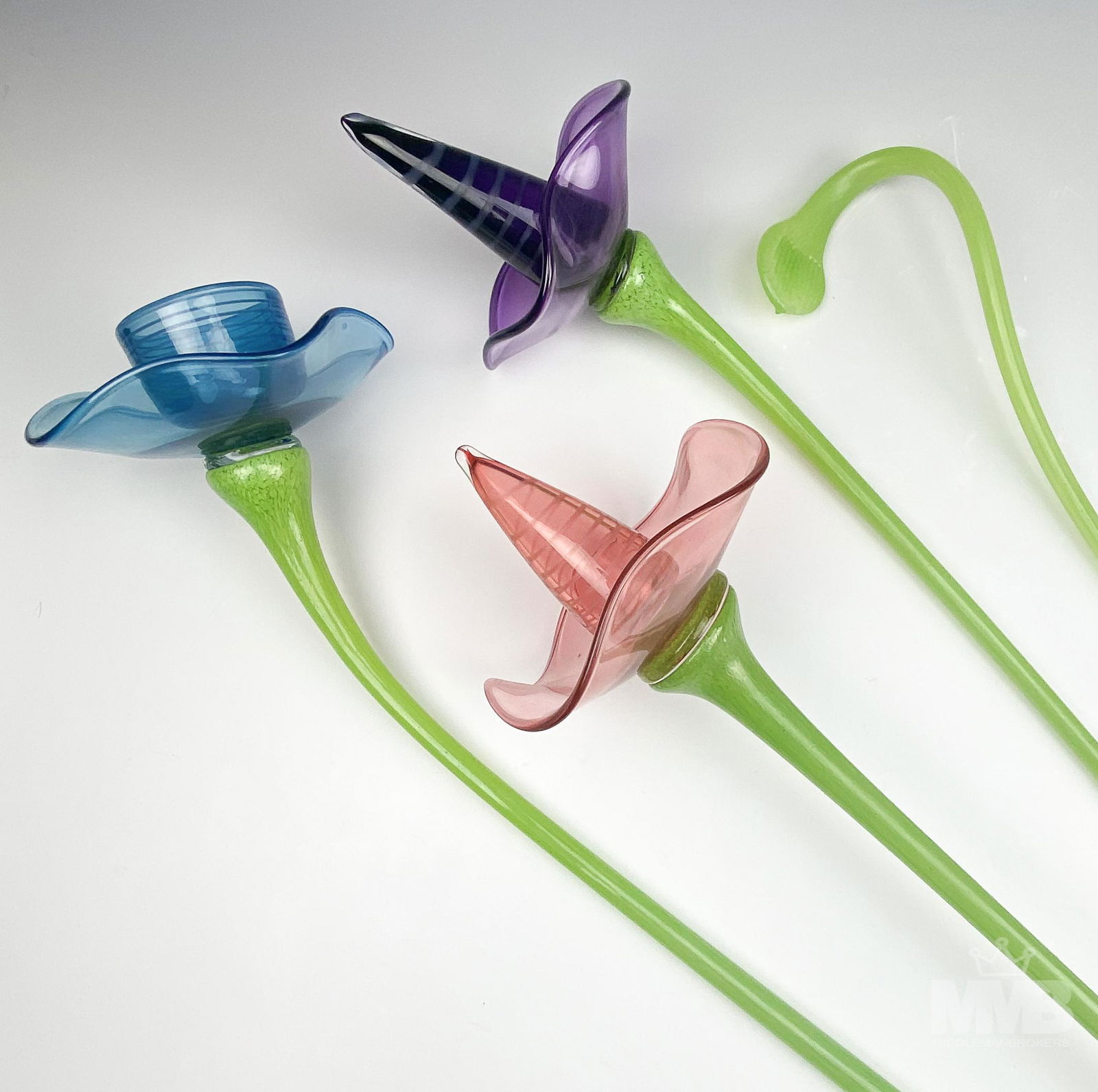 Four Murano Italian Art Glass Long Stem Flowers (1 of 8)