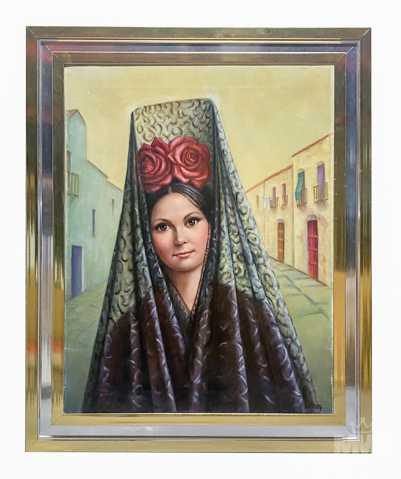 Betti Bernay (1926-2010) Lady in Veil Oil Painting (1 of 5)