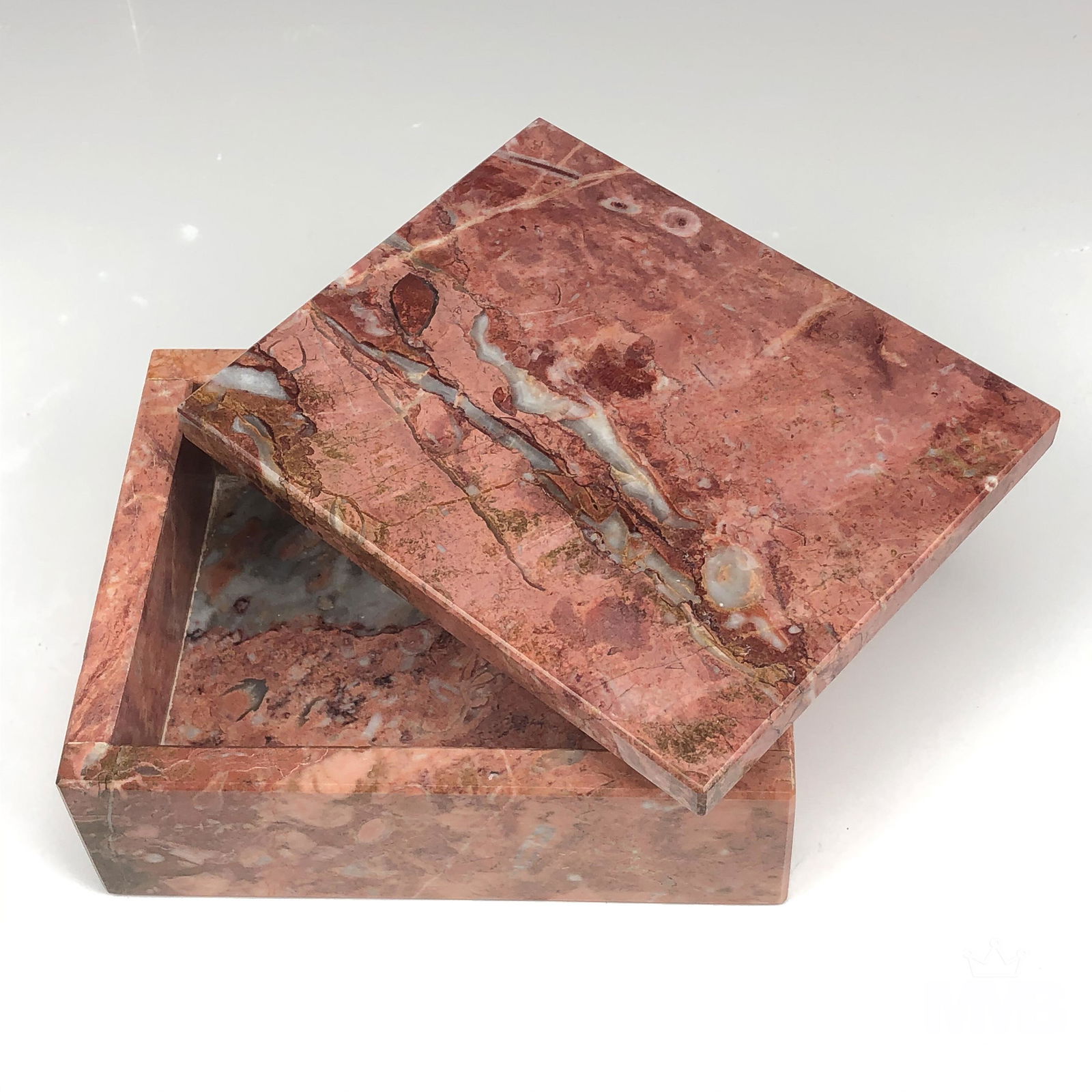 Italian Pink Marble Lidded Trinket Keepsake Box (1 of 5)