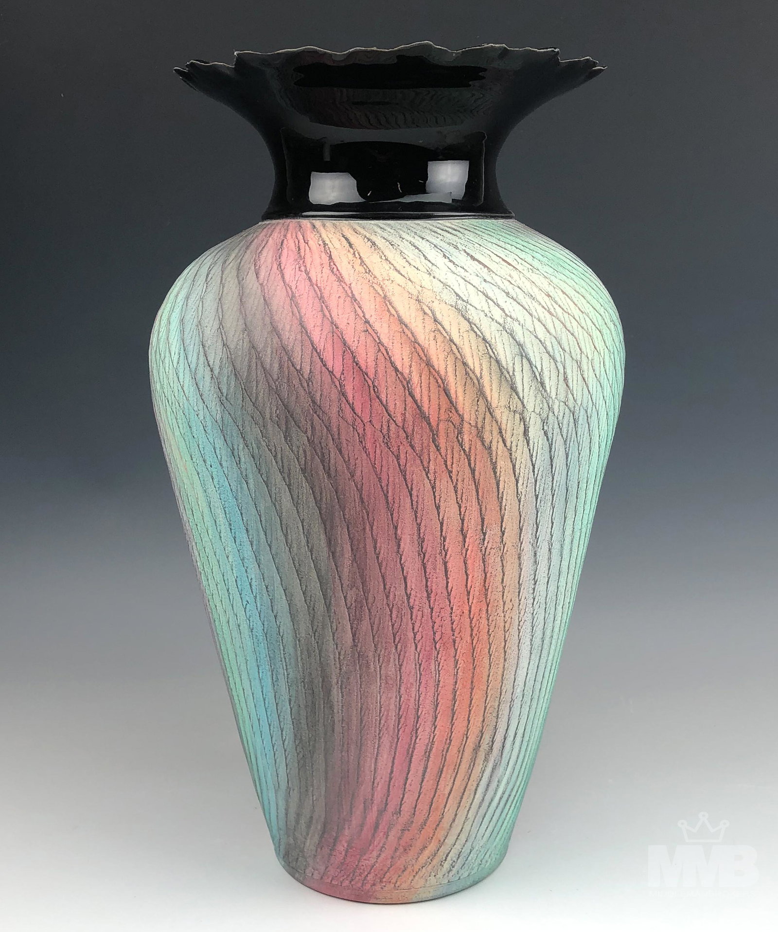 Kaolin Pottery 16" Ceramic Textured Pastel Vase (1 of 5)