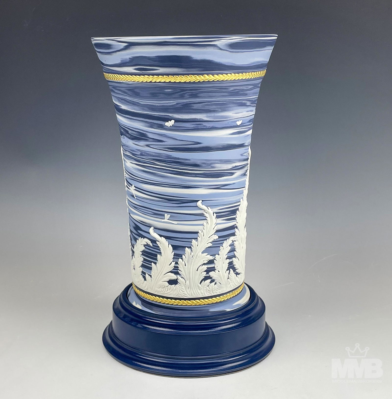 Wedgwood England 10" Jasperware Blue & White Vase (1 of 4)