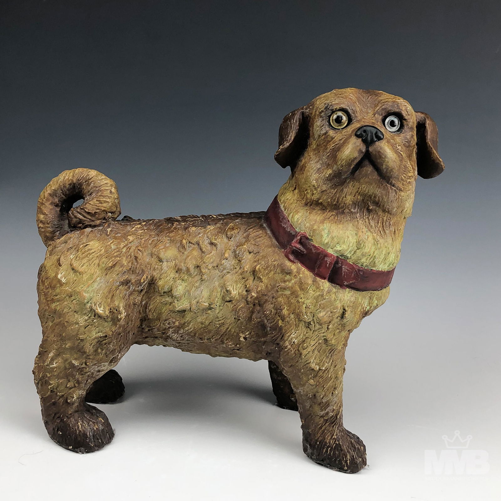 Signed Textured Ceramic Glass Eyed Dog Sculpture (1 of 5)