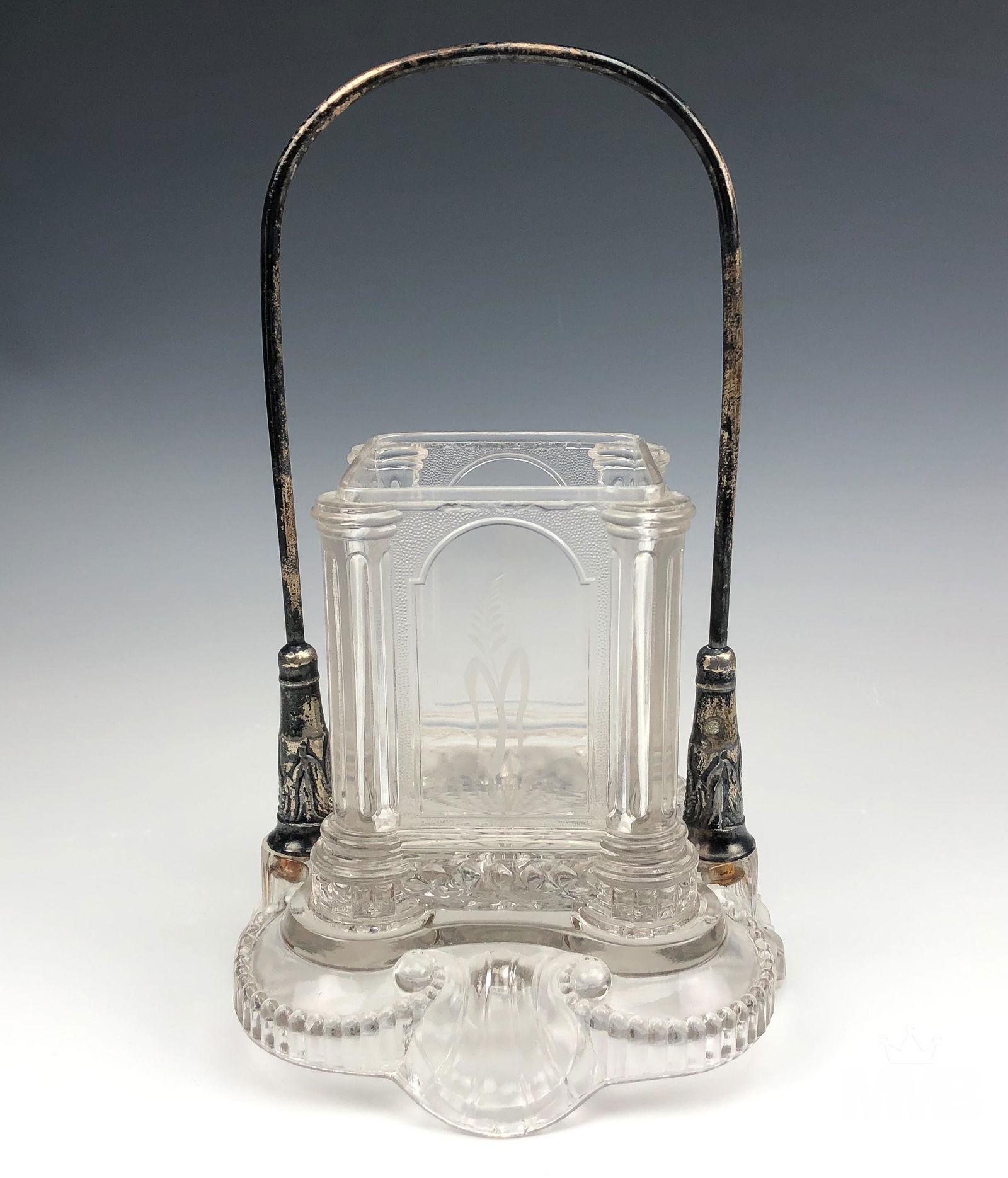 Antique Etched Glass Silver Plated Pickle Castor (1 of 8)