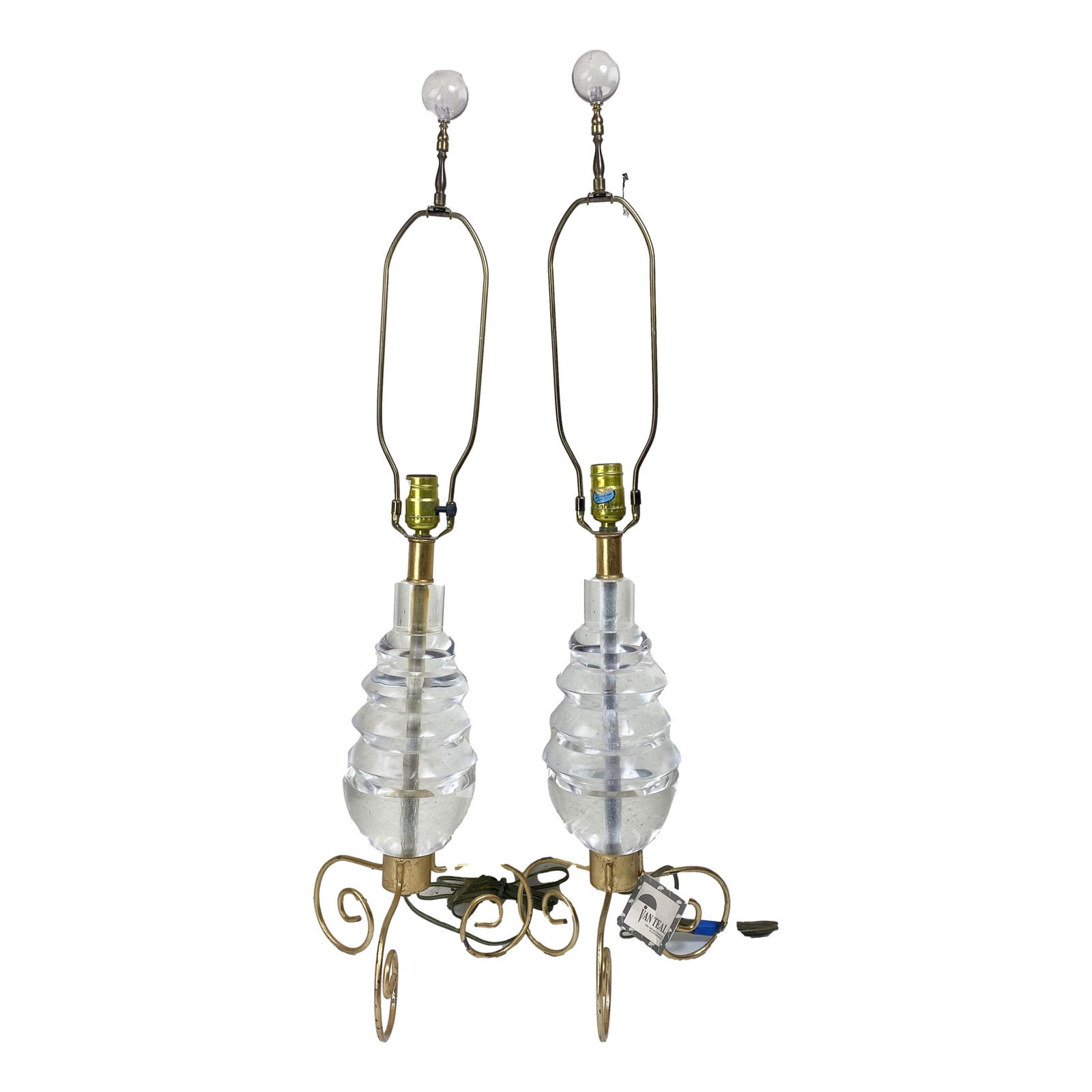 Pair of Modern Van Teal Clear Lucite Table Lamps (1 of 6)