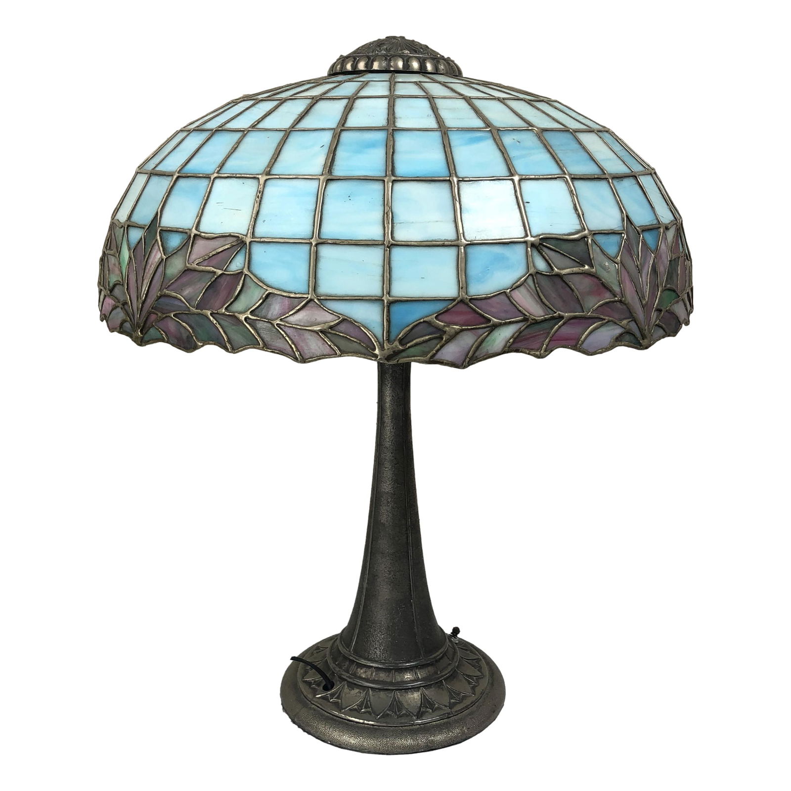 Leaded Glass Shade Antique Bronze Table Desk Lamp (1 of 5)