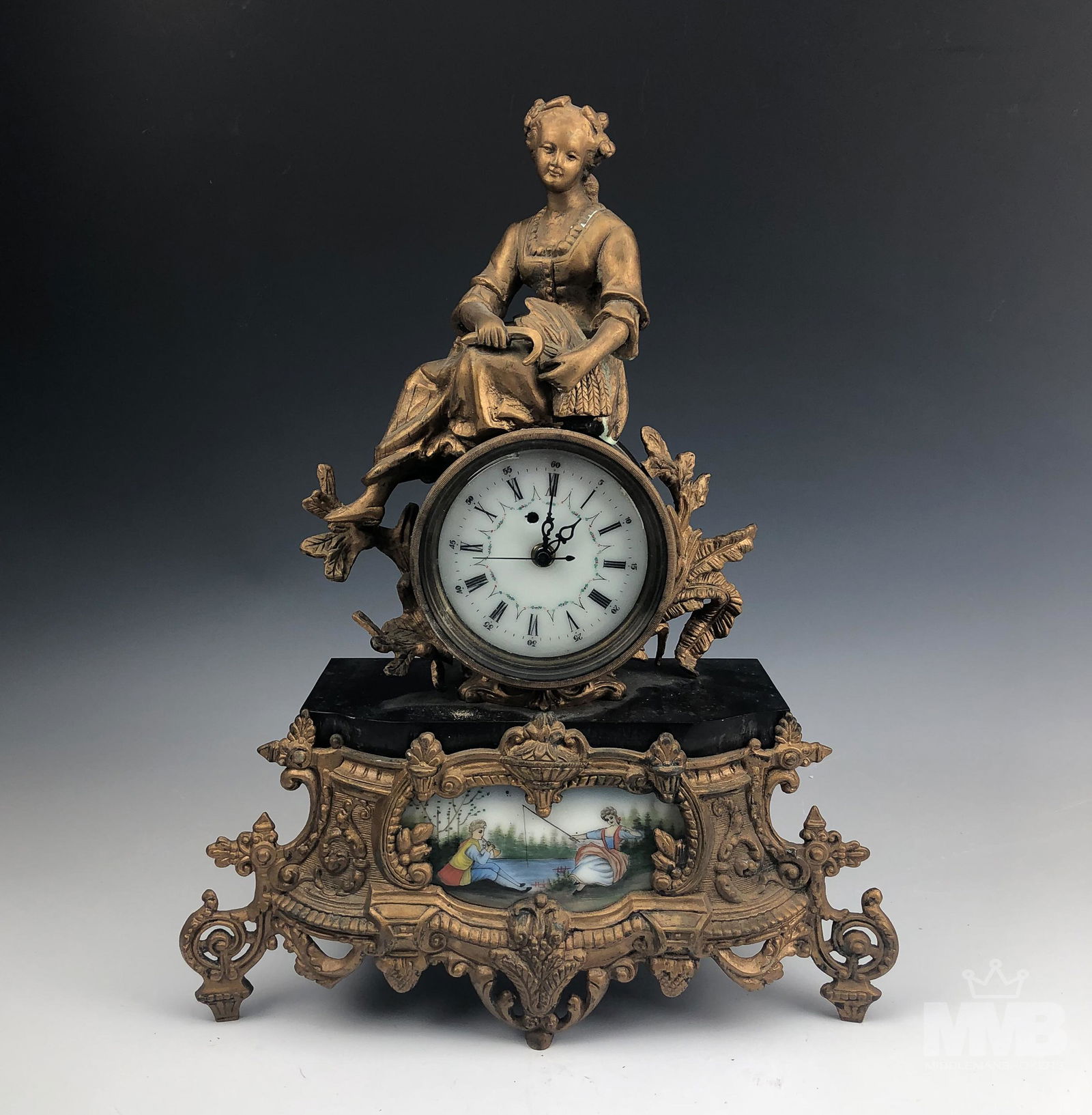 Antique Style French Bronzed Figural Mantle Clock (1 of 6)