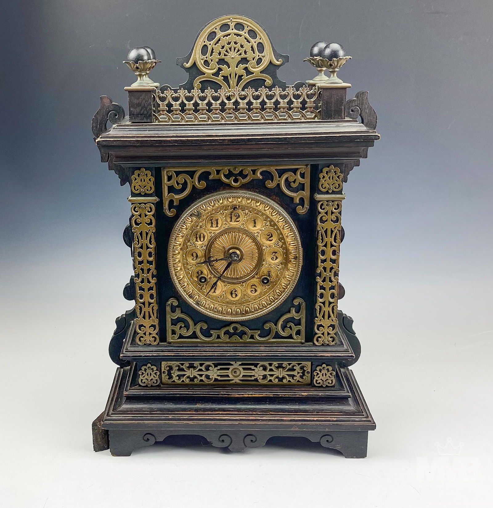 Antique Ansonia Wood & Cast Iron Mantle Clock (1 of 6)