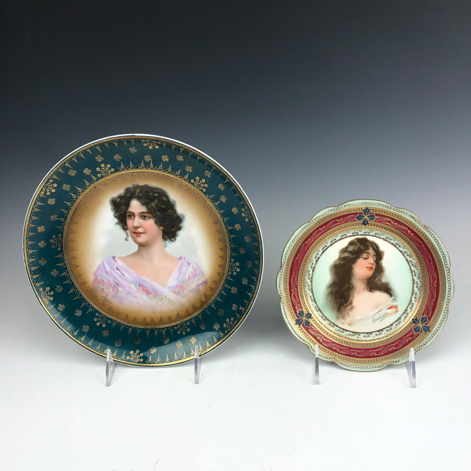 2 Royal Vienna Style Porcelain Portrait Plates (1 of 7)