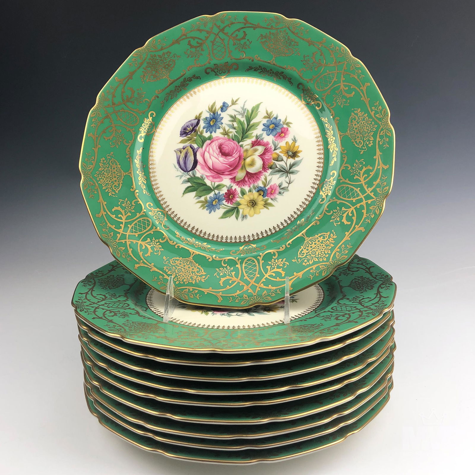 10 Continental Bavaria Floral Gilt Dinner Plates (1 of 6)