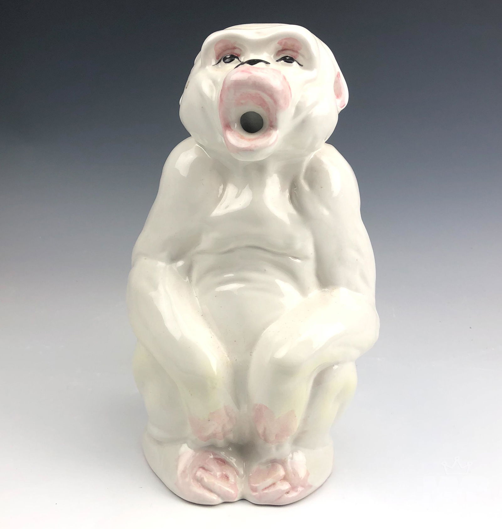 Italian Hand Painted Ceramic White Monkey Pitcher (1 of 7)