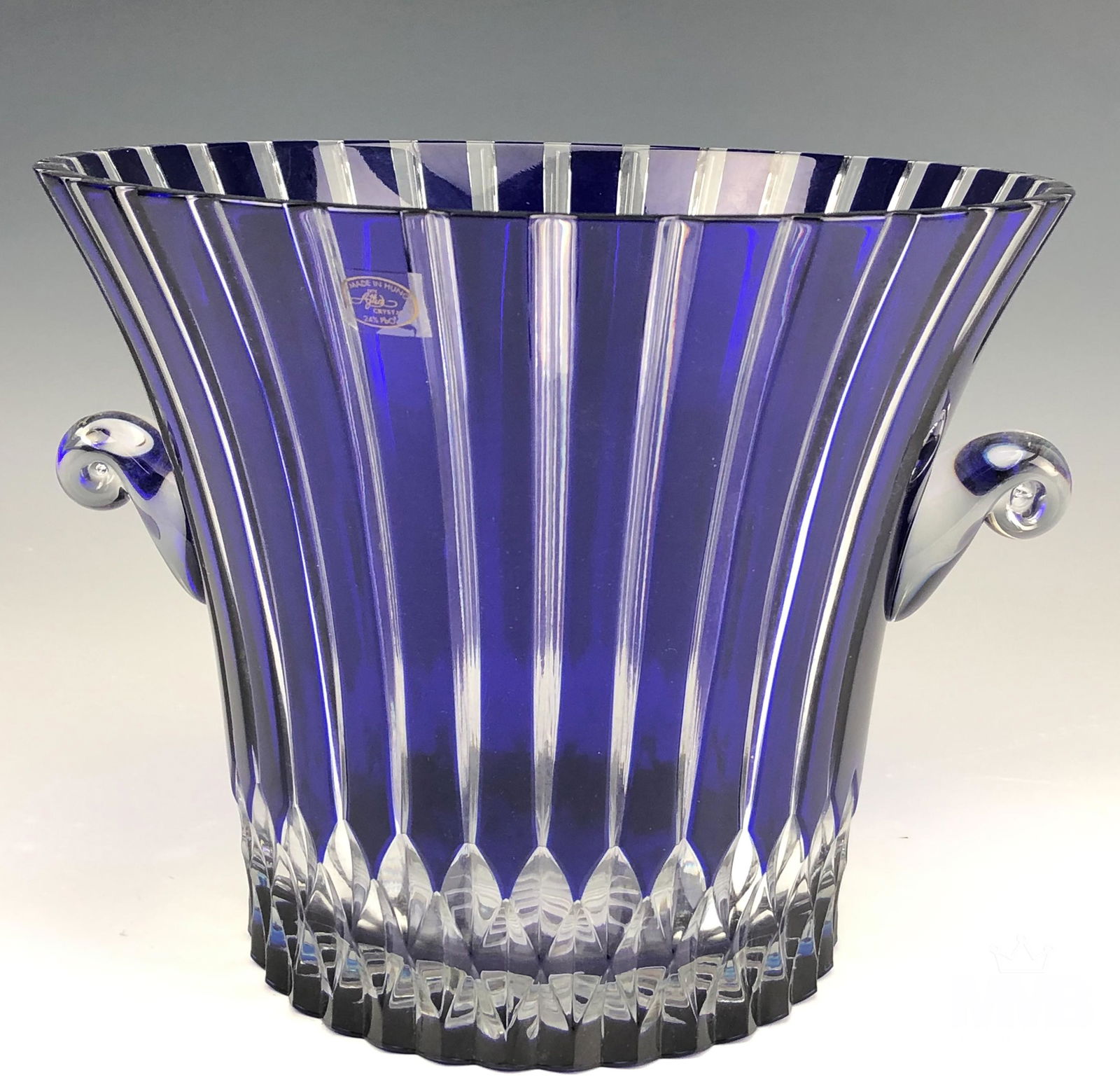 Ajka Crystal Hand Blown Alva Cobalt Ice Bucket (1 of 6)