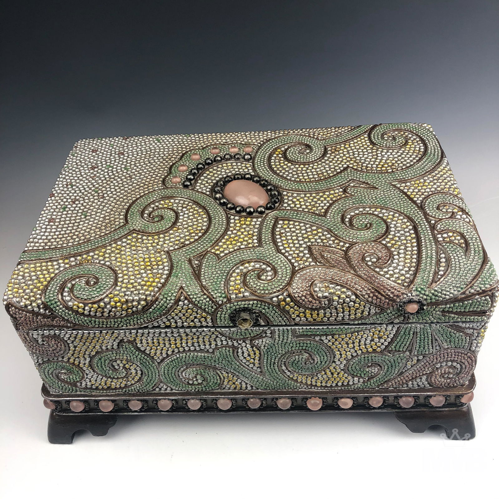 Faux Bejeweled Stone Treasure Chest Wedding Box (1 of 8)