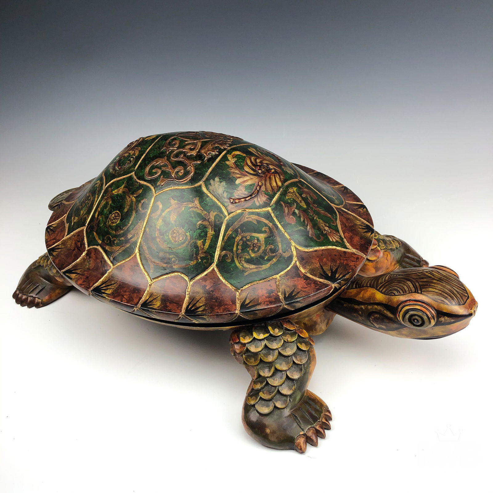 Castilian Imports LRG Hand Carved Wood Turtle Box (1 of 7)