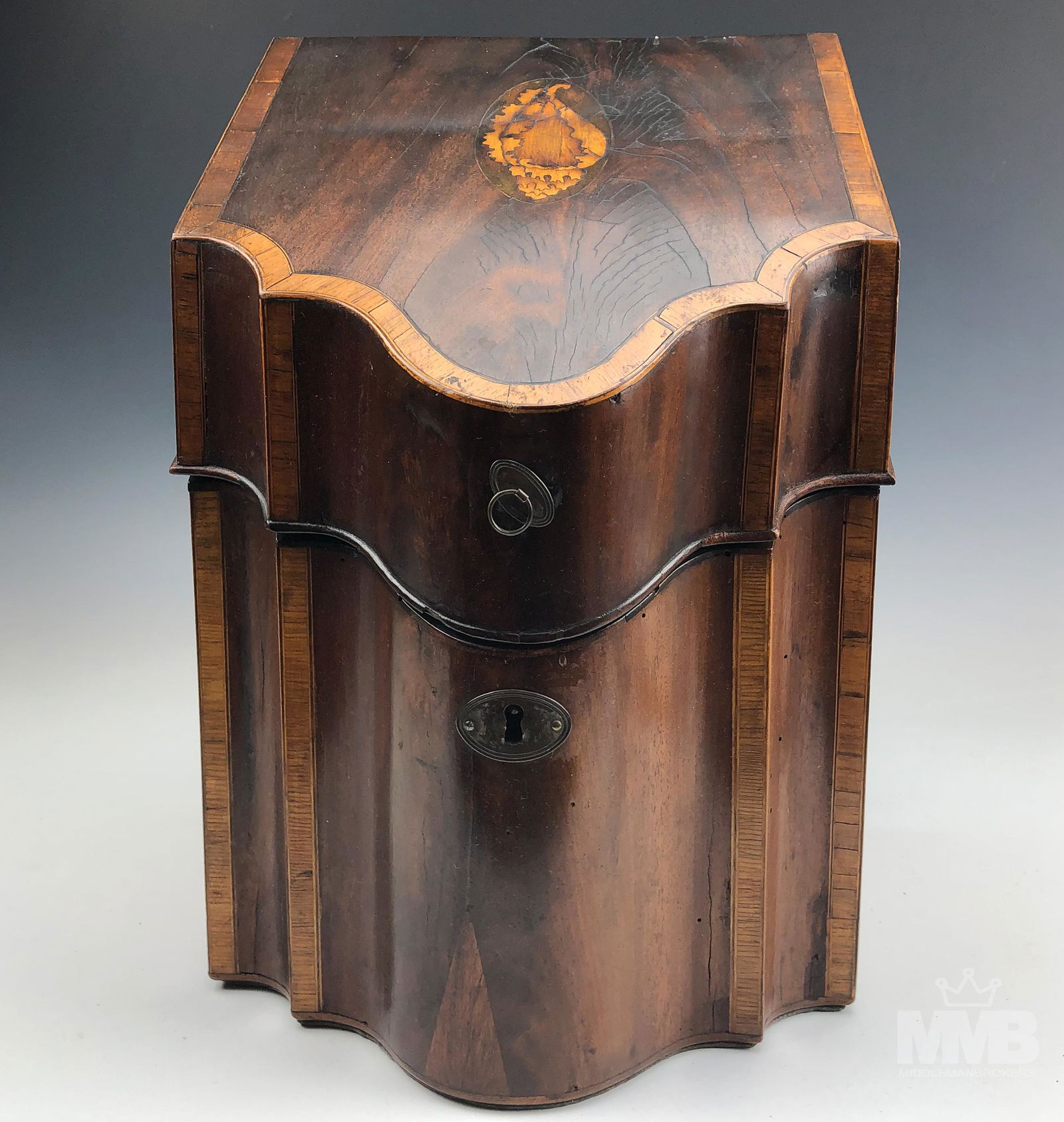 Antique Shell Inlaid Wood Georgian Style Knife Box (1 of 9)