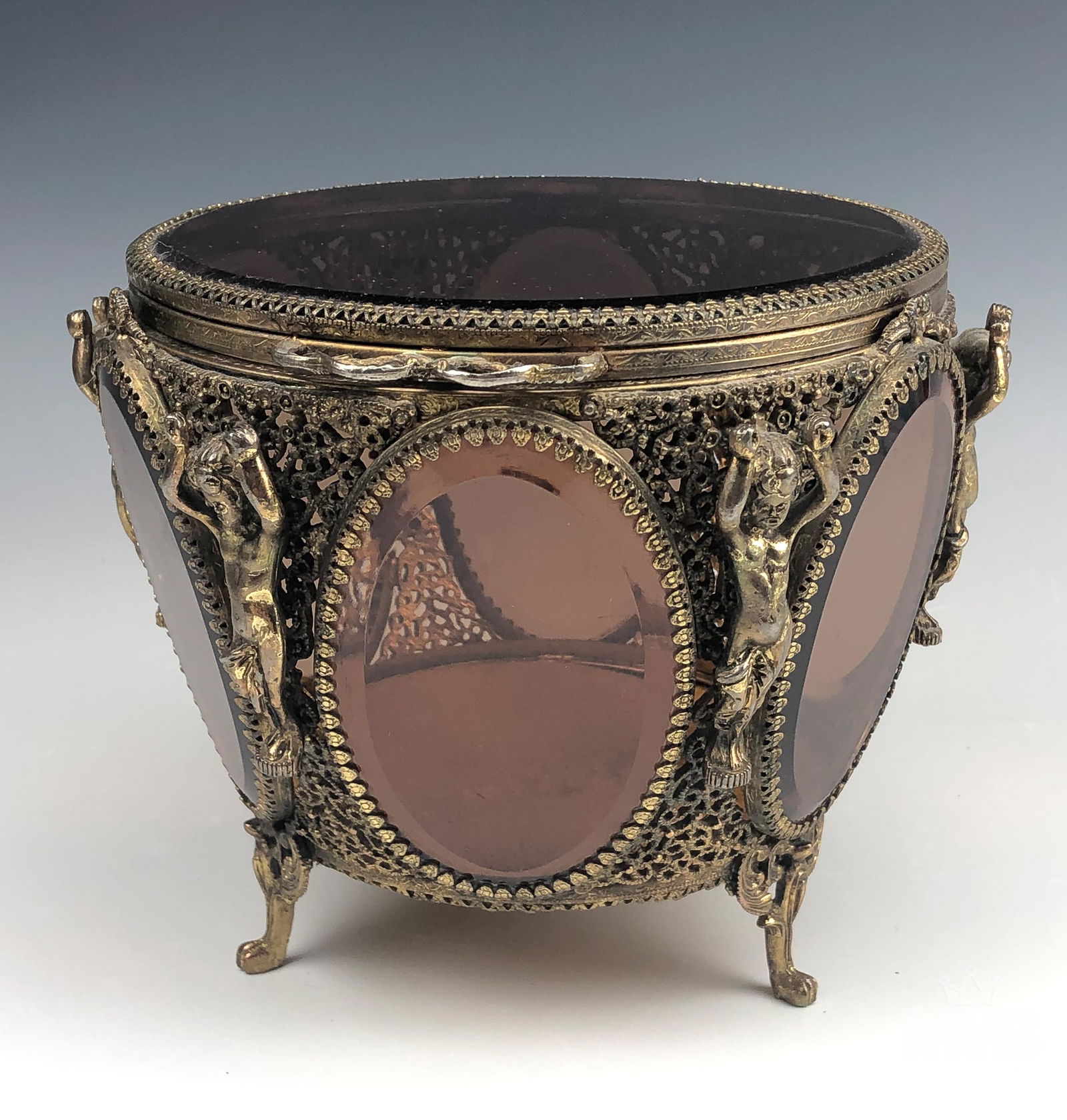 Art Nouveau Filigree Ormolu Jewelry Casket Box (1 of 9)