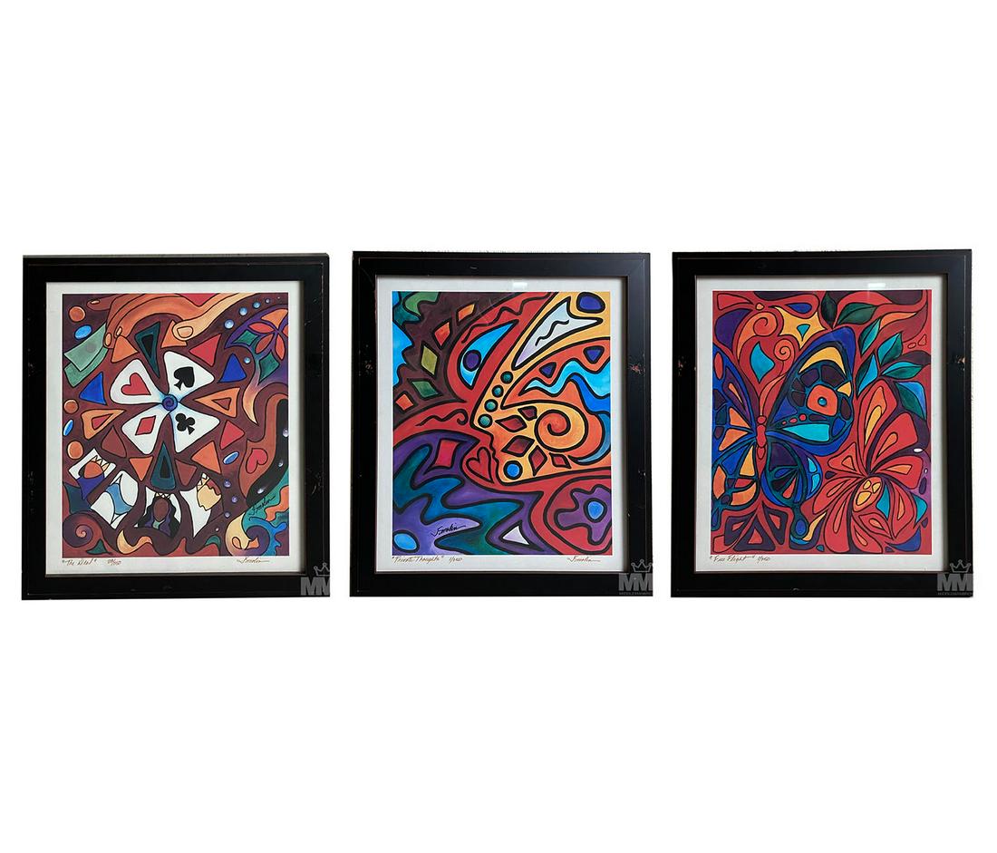 Lot of 3 Signed J Smolin Modern Abstract Prints (1 of 5)