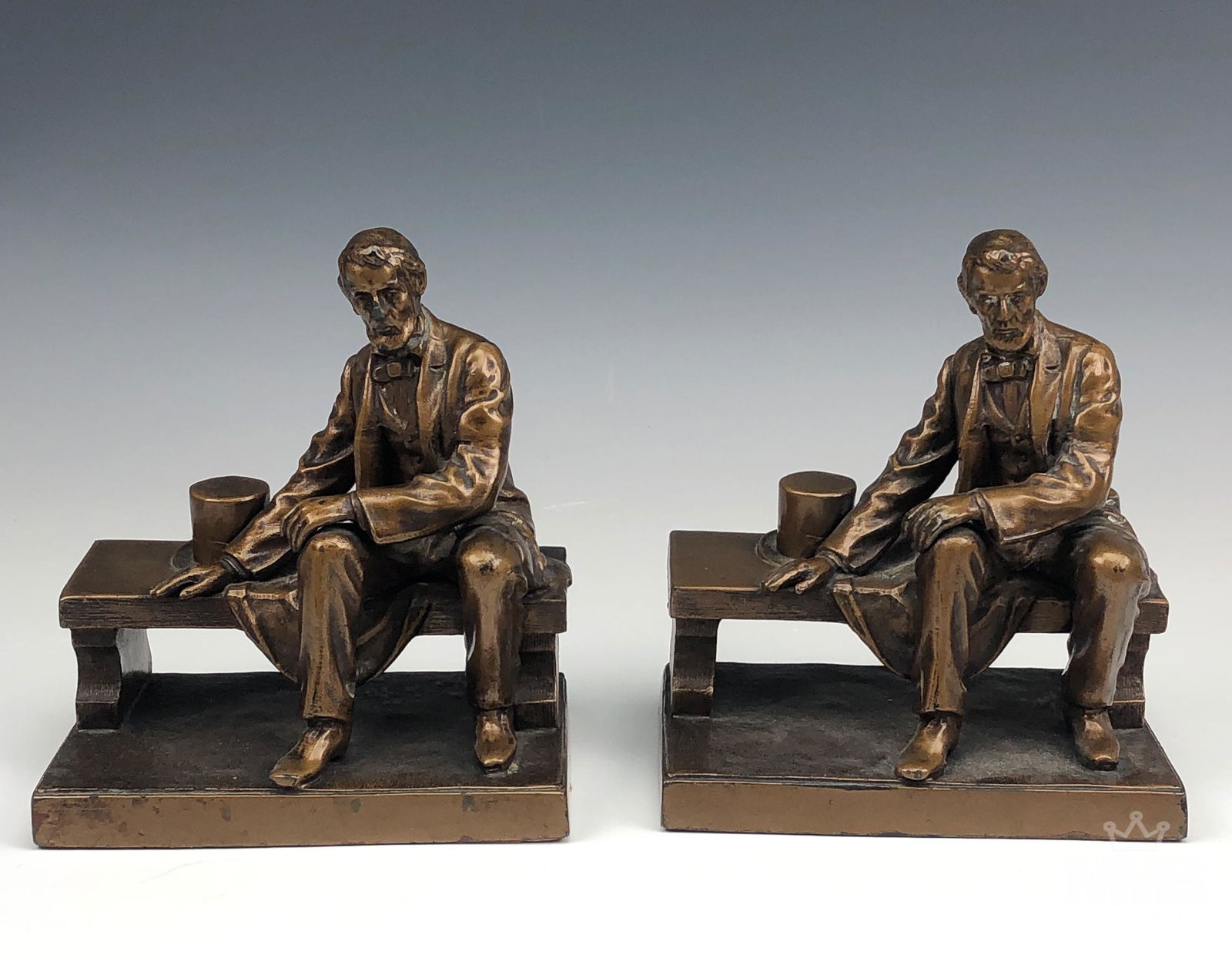 Pair Abraham Lincoln Seated Bronze Cast Bookends (1 of 5)