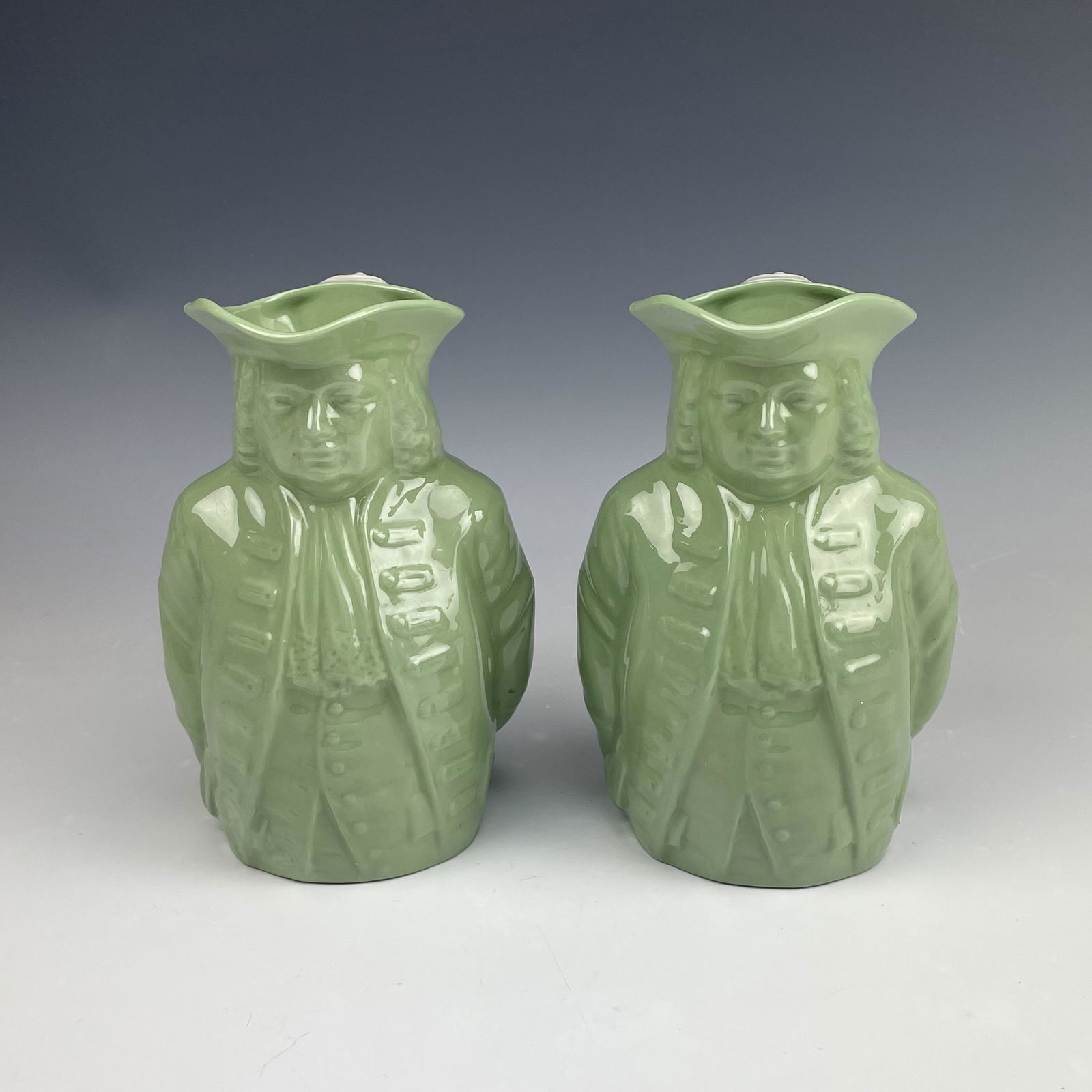 Pair of Lenox Celadon Green William Penn Toby Jug (1 of 6)