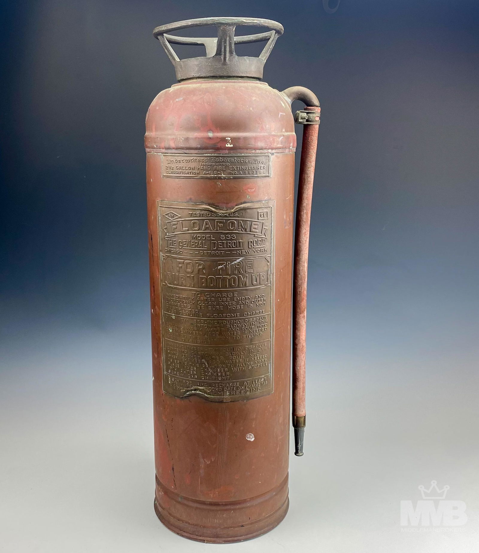 Antique Floafome Brass & Copper Fire Extinguisher (1 of 7)
