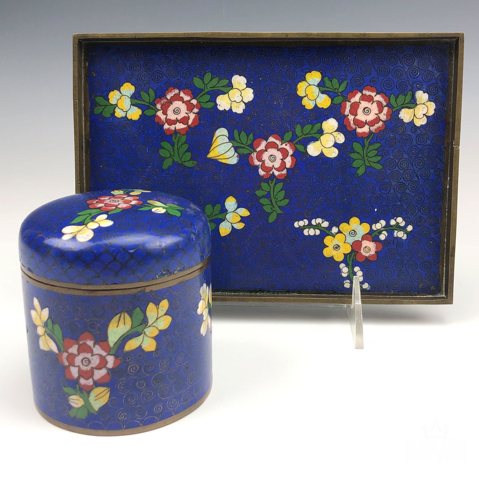 Chinese Cloisonne Enameled Tray & Lidded Box (1 of 7)