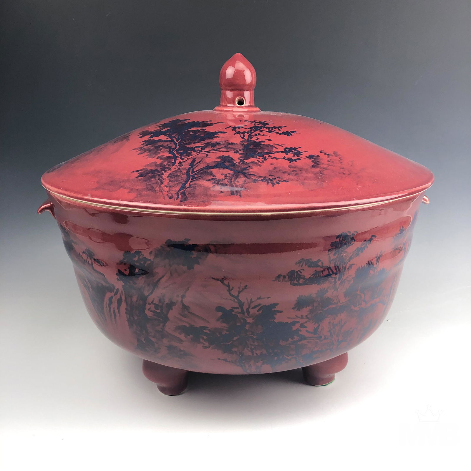 Chinese Export Porcelain Red Covered Rice Pot (1 of 7)