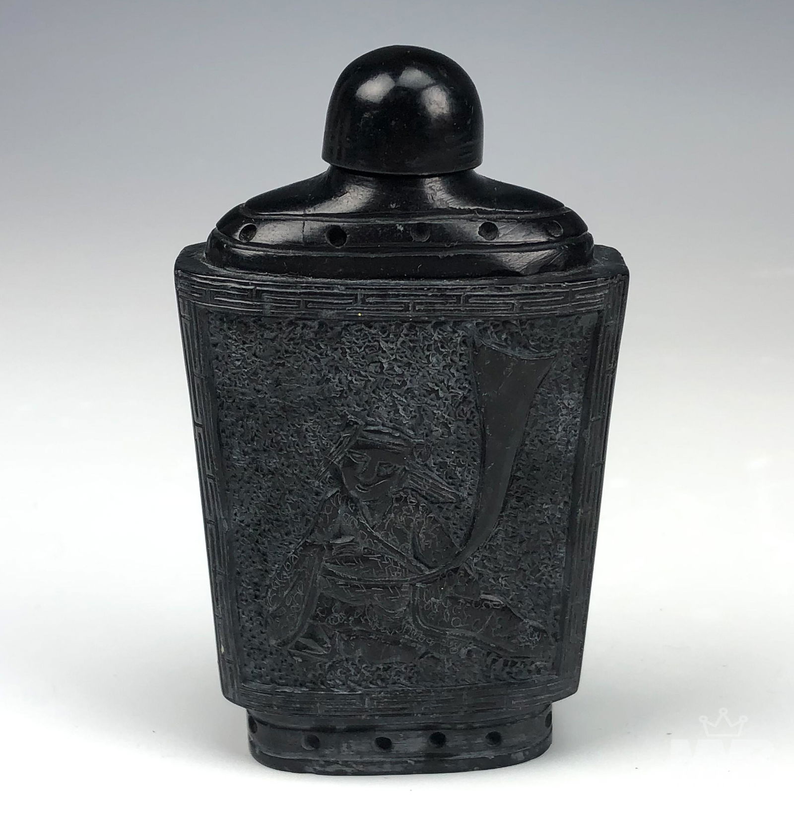 Chinese 19 C Hand Carved Black Stone Snuff Bottle (1 of 7)