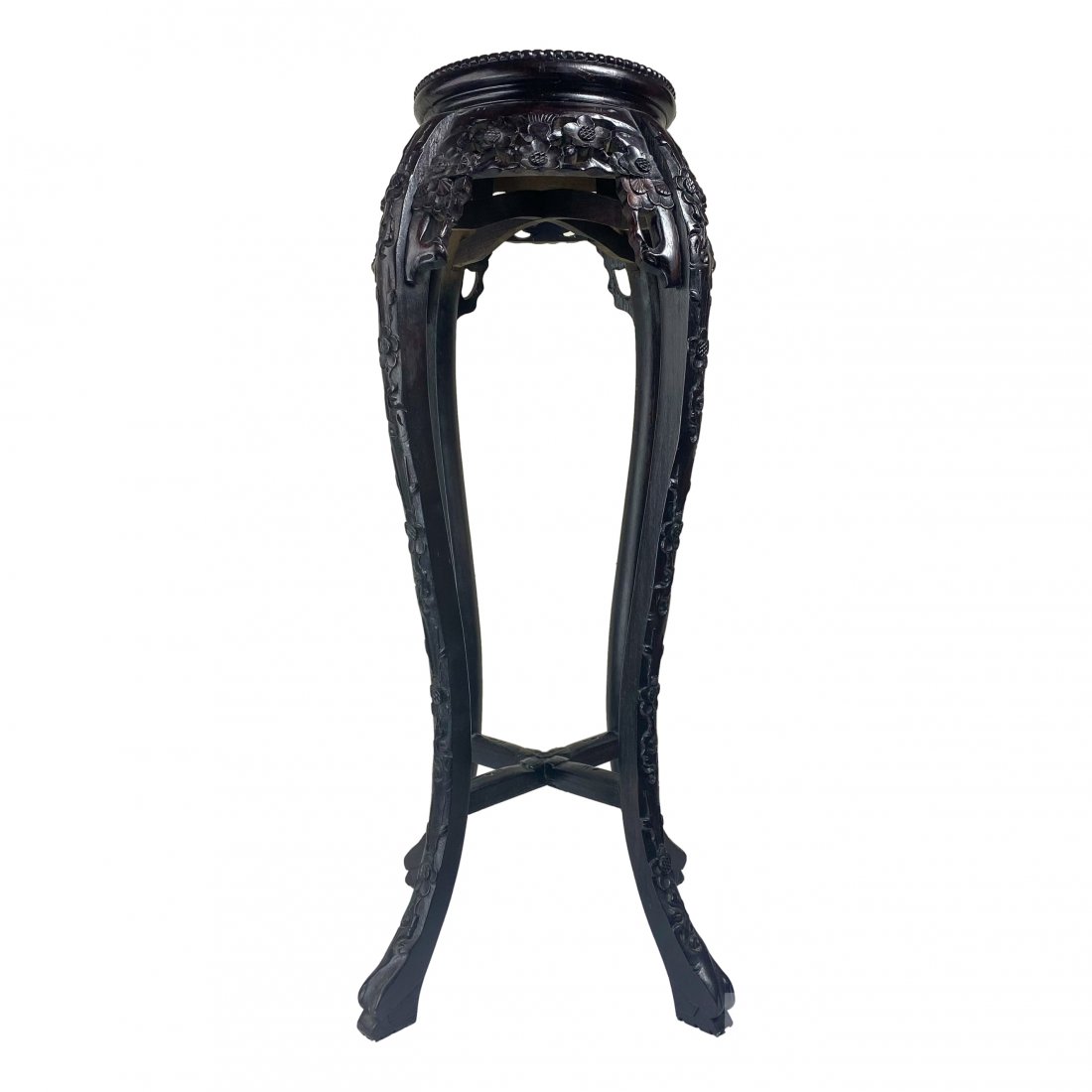 Chinese Export Carved Hardwood Marble Table Stand (1 of 4)