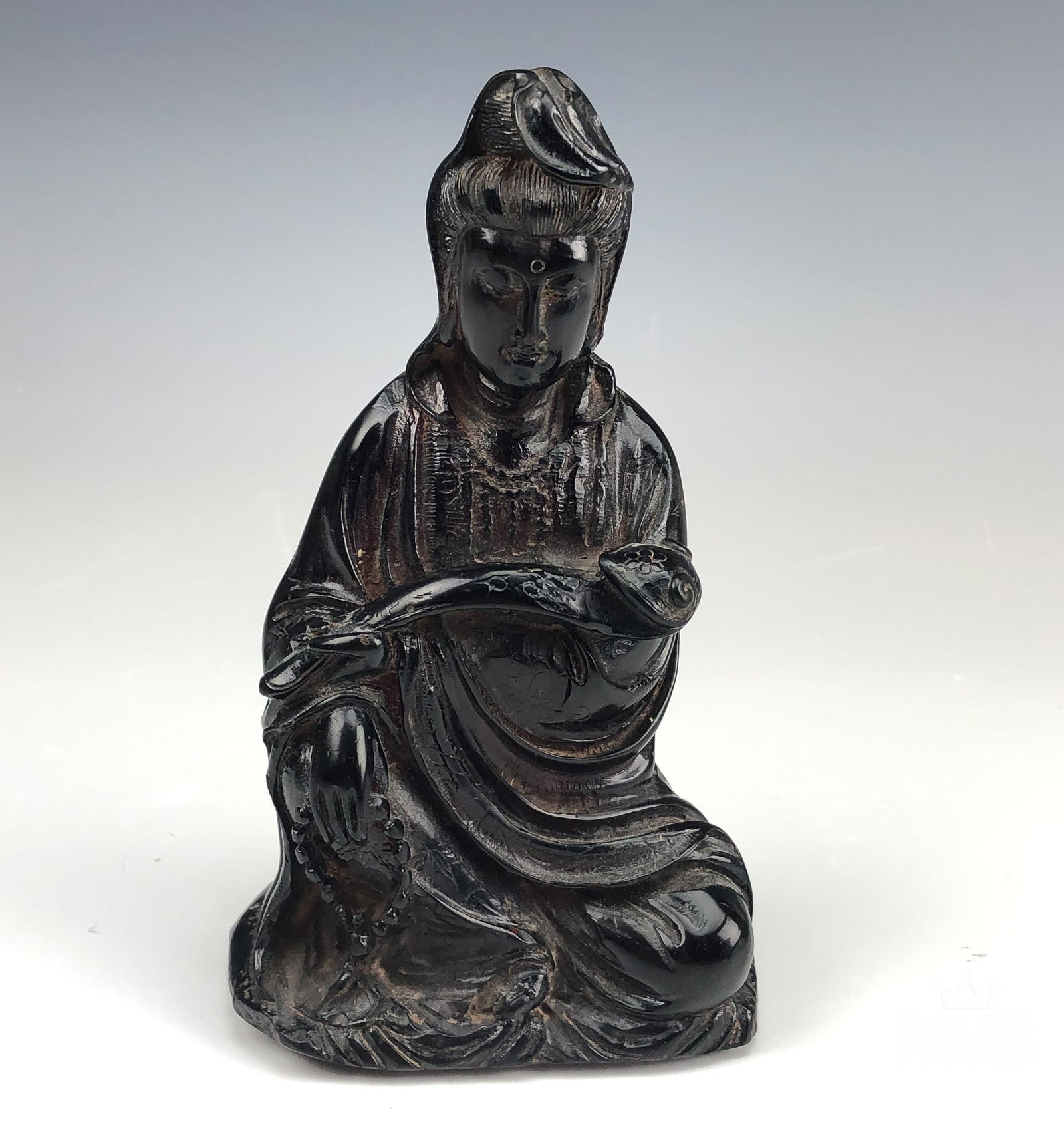 Chinese Hand Carved Amber Guanyin Figural Statue (1 of 5)