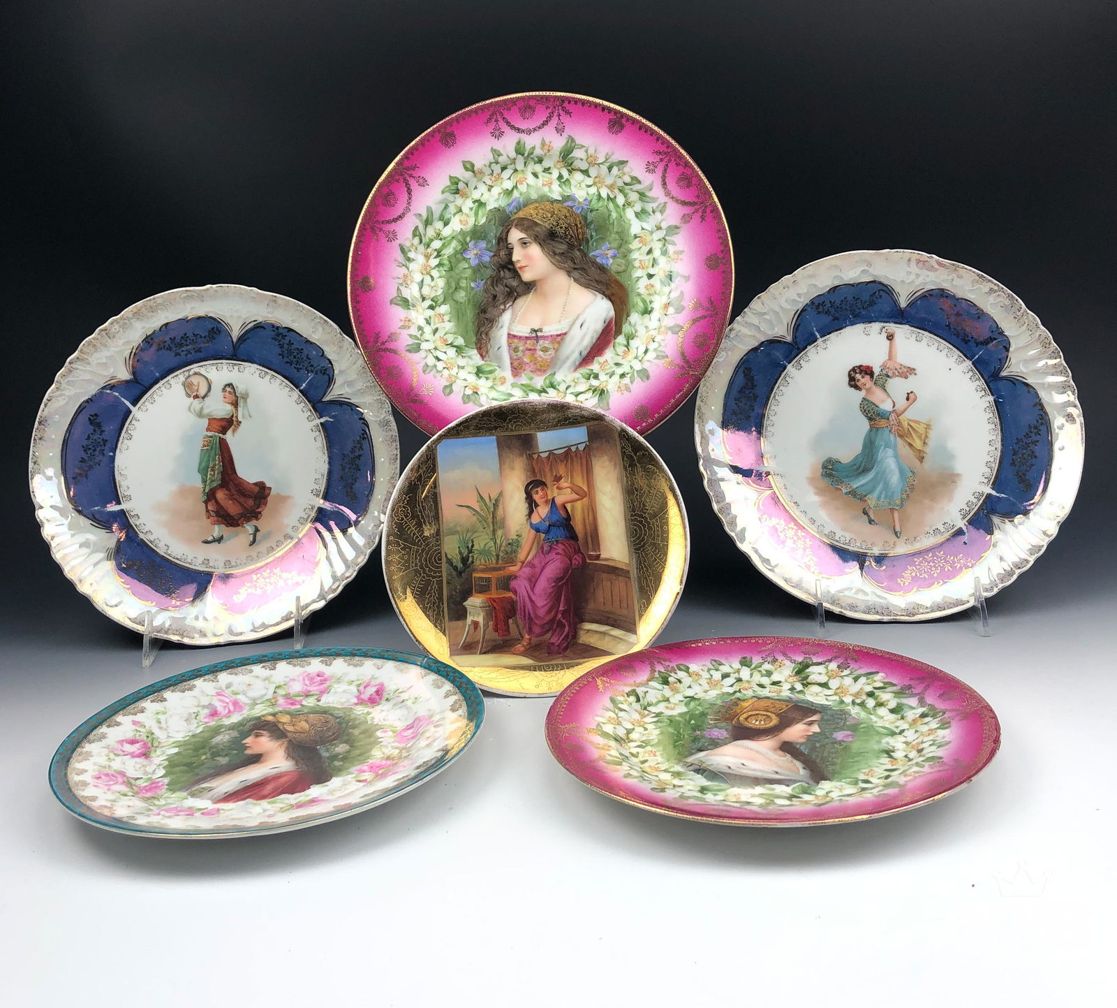 Antique Austrian Porcelain Maiden Portrait Plates (1 of 15)