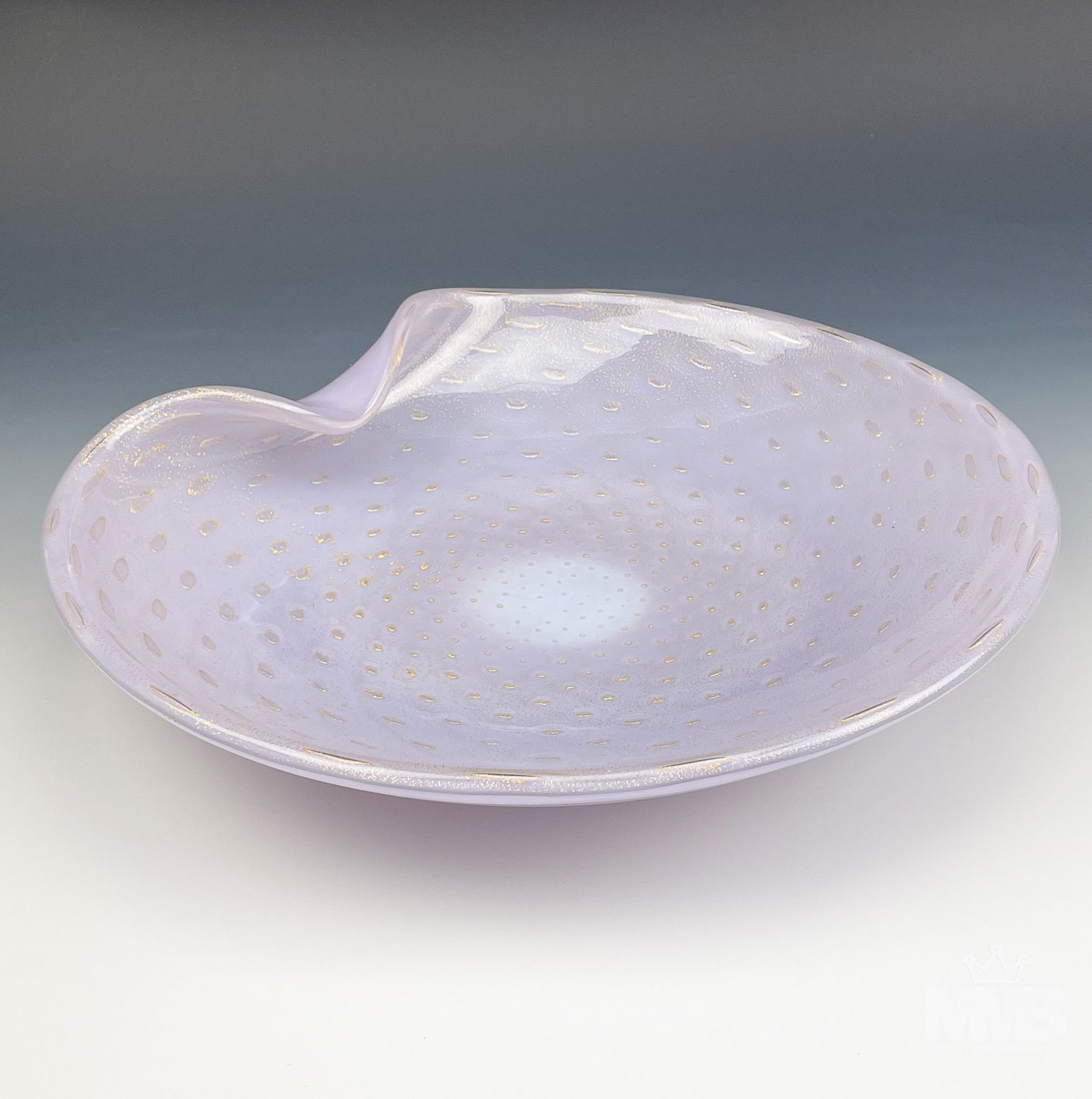 Murano Mid Century MCM Lavender Gold Dust 11" Bowl (1 of 5)