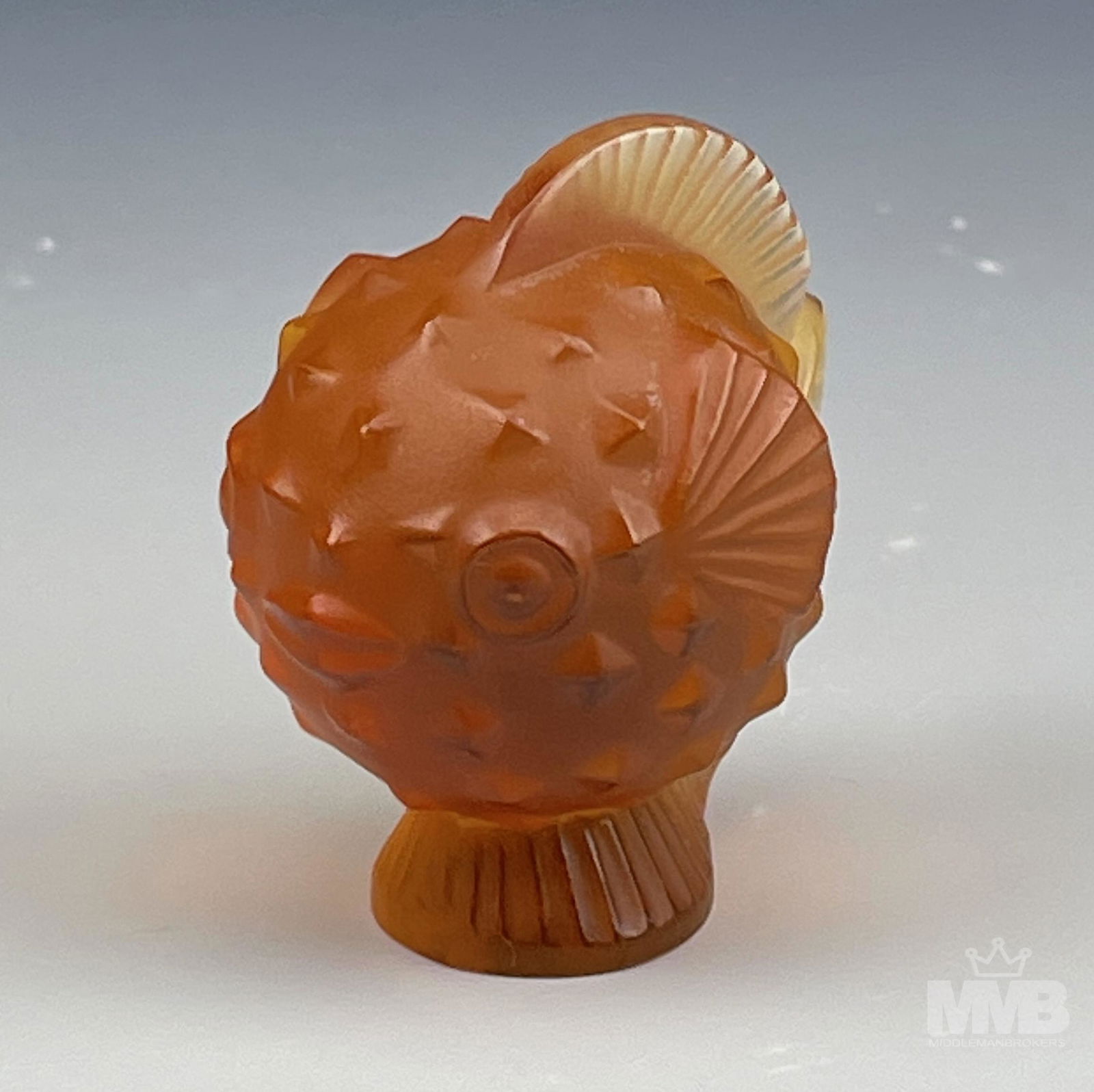 Lalique French Crystal Amber Puffer Fish Figurine (1 of 6)