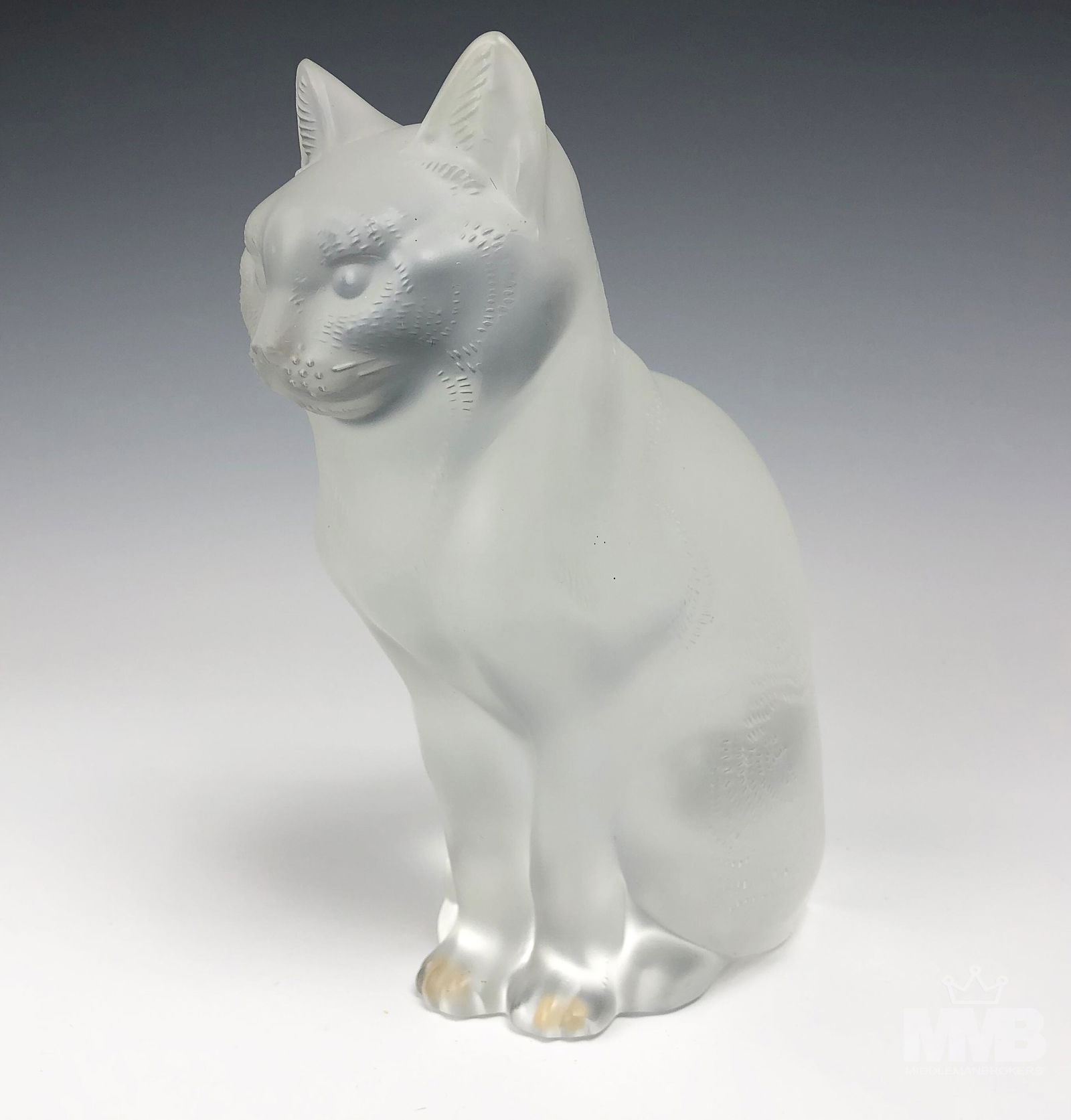 Lalique Crystal Art Deco 8" Frosted Cat Sculpture (1 of 6)