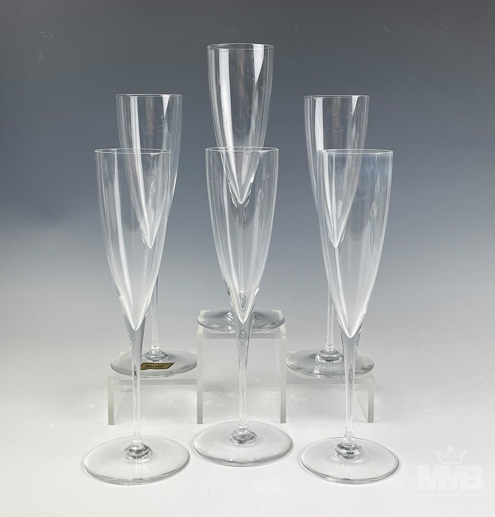6 Baccarat Crystal "Dom Perignon" Champagne Flutes (1 of 6)